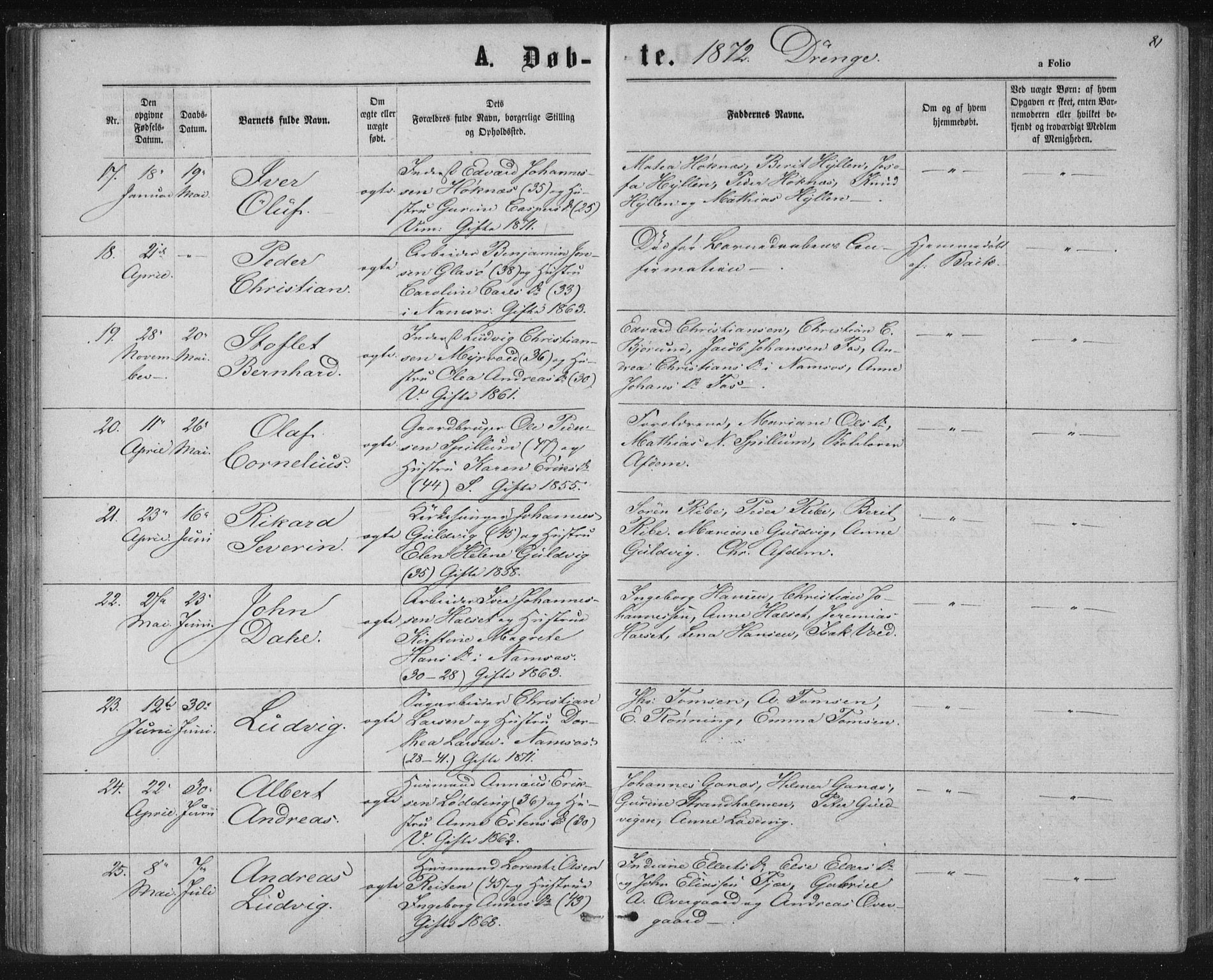 Ministerialprotokoller, klokkerbøker og fødselsregistre - Nord-Trøndelag, AV/SAT-A-1458/768/L0570: Ministerialbok nr. 768A05, 1865-1874, s. 81