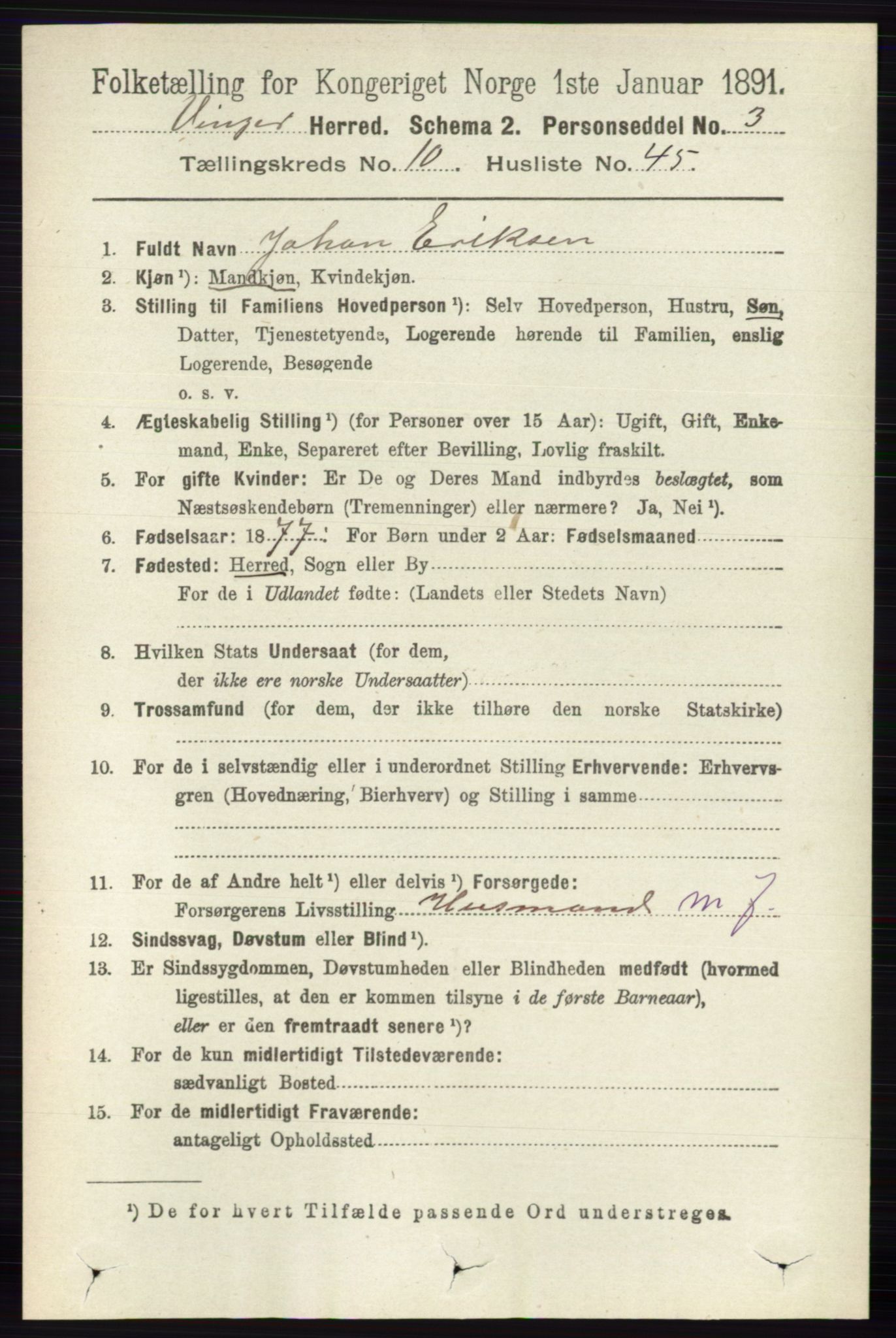 RA, Folketelling 1891 for 0421 Vinger herred, 1891, s. 5168