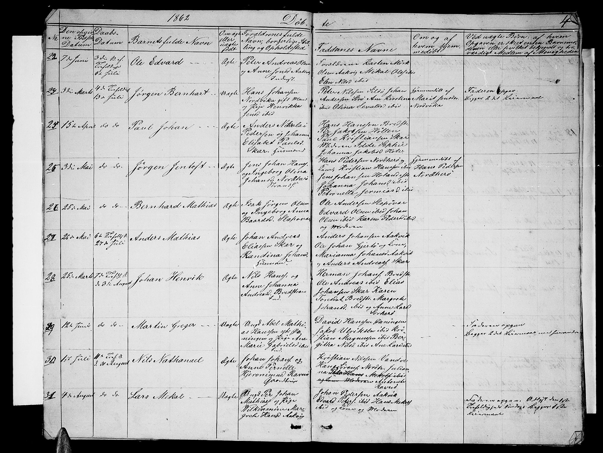 Ministerialprotokoller, klokkerbøker og fødselsregistre - Nordland, AV/SAT-A-1459/834/L0512: Klokkerbok nr. 834C03, 1862-1877, s. 4