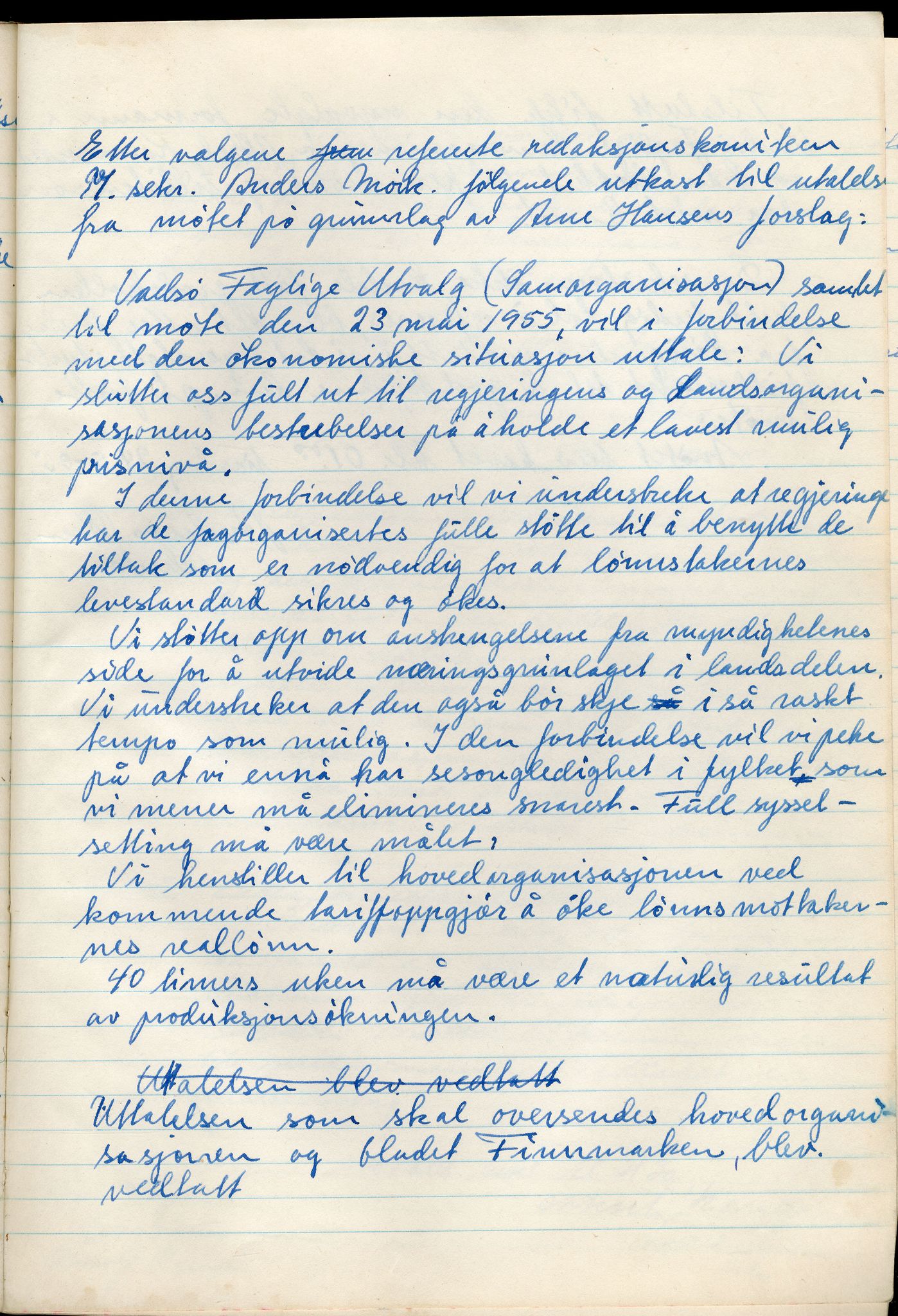 Vadsø Faglige Samorganisasjon, FMFB/A-1085/A/L0001: Styreprotokoll, 1951-1964, s. 92