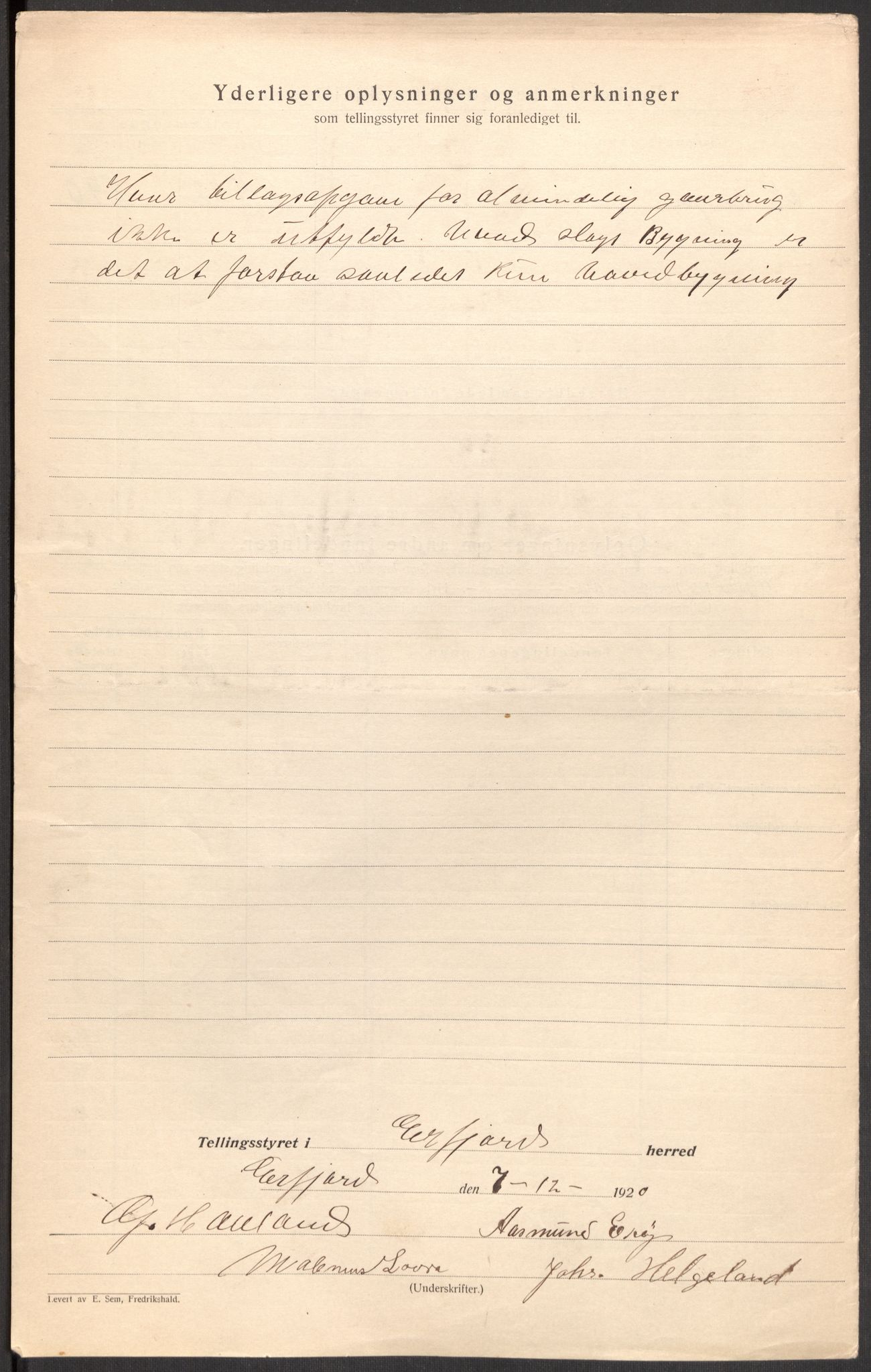SAST, Folketelling 1920 for 1137 Erfjord herred, 1920, s. 6
