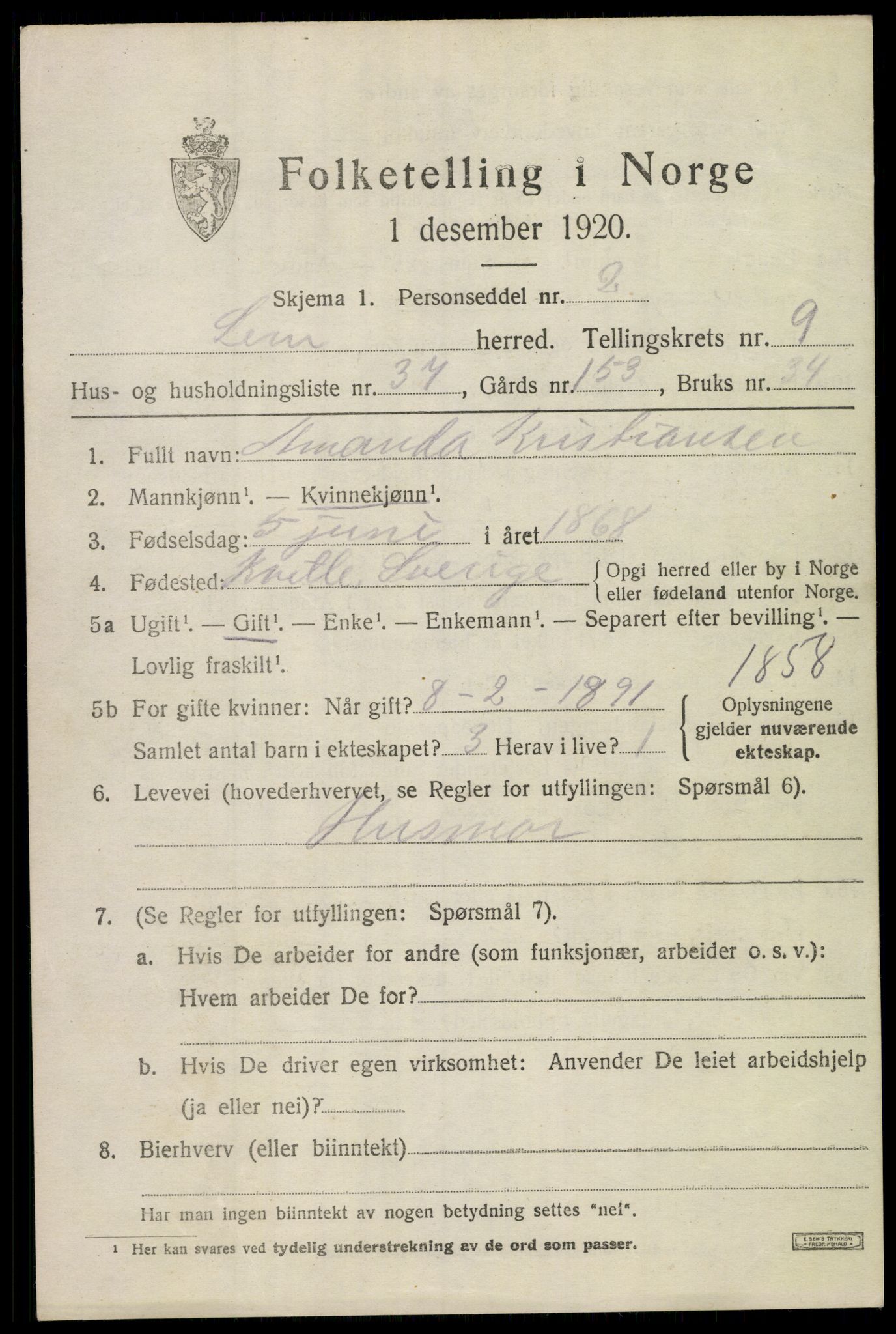 SAKO, Folketelling 1920 for 0721 Sem herred, 1920, s. 12961