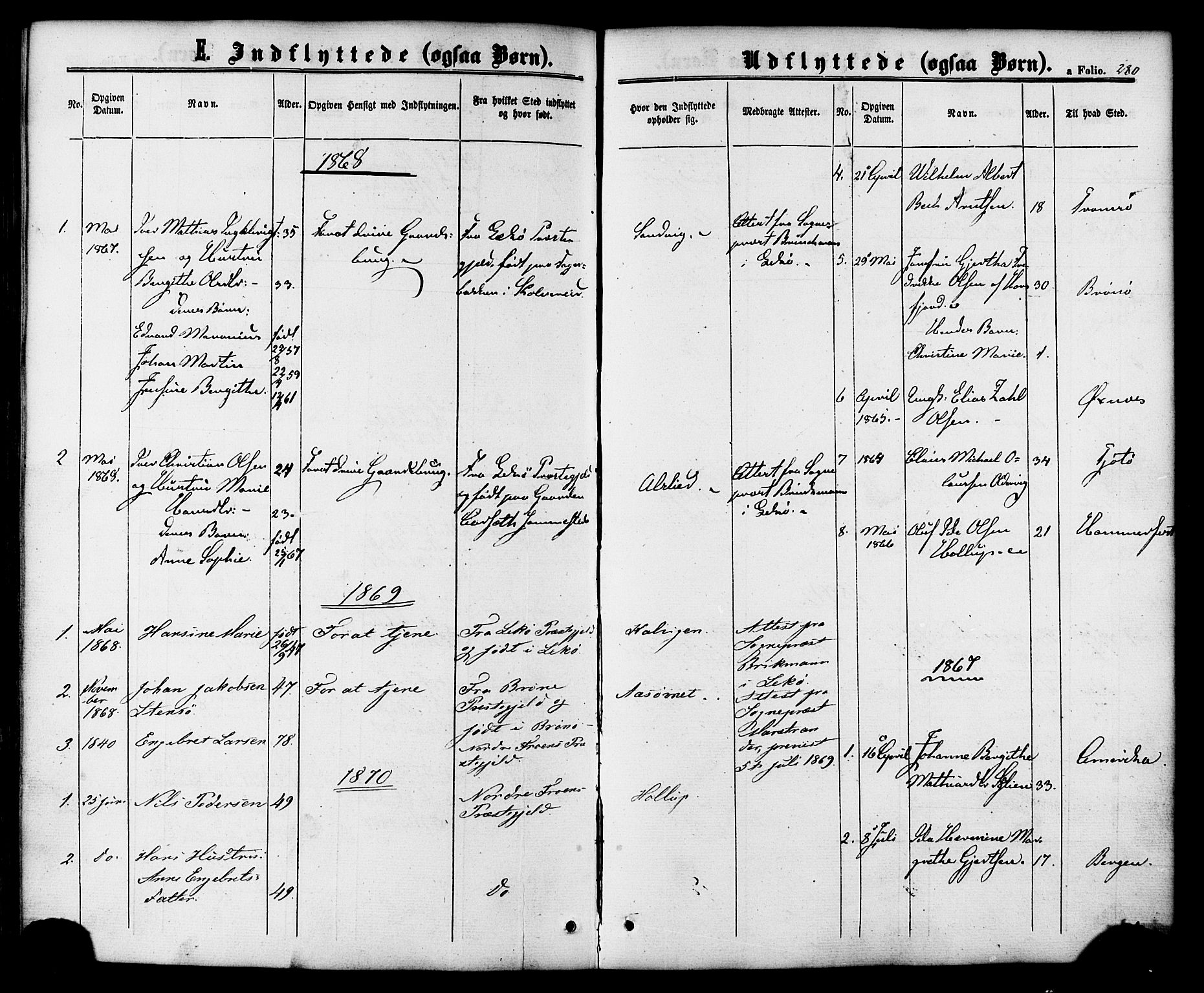 Ministerialprotokoller, klokkerbøker og fødselsregistre - Nordland, SAT/A-1459/810/L0146: Ministerialbok nr. 810A08 /1, 1862-1874, s. 280
