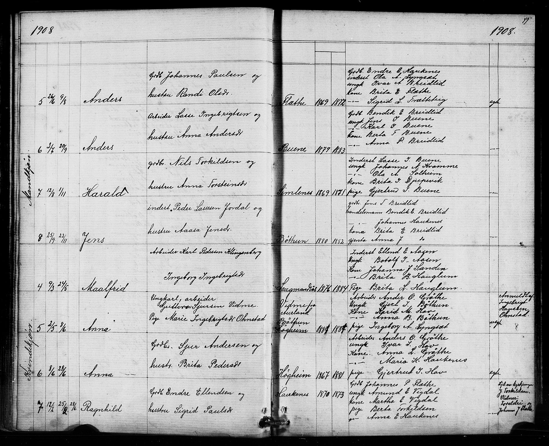 Leikanger sokneprestembete, AV/SAB-A-81001/H/Hab/Habb/L0001: Klokkerbok nr. B 1, 1873-1908, s. 49