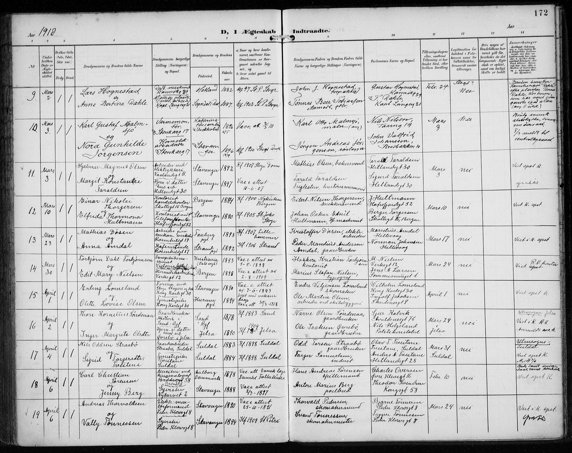 St. Petri sokneprestkontor, AV/SAST-A-101813/002/A/L0003: Ministerialbok nr. A 24, 1900-1921, s. 172