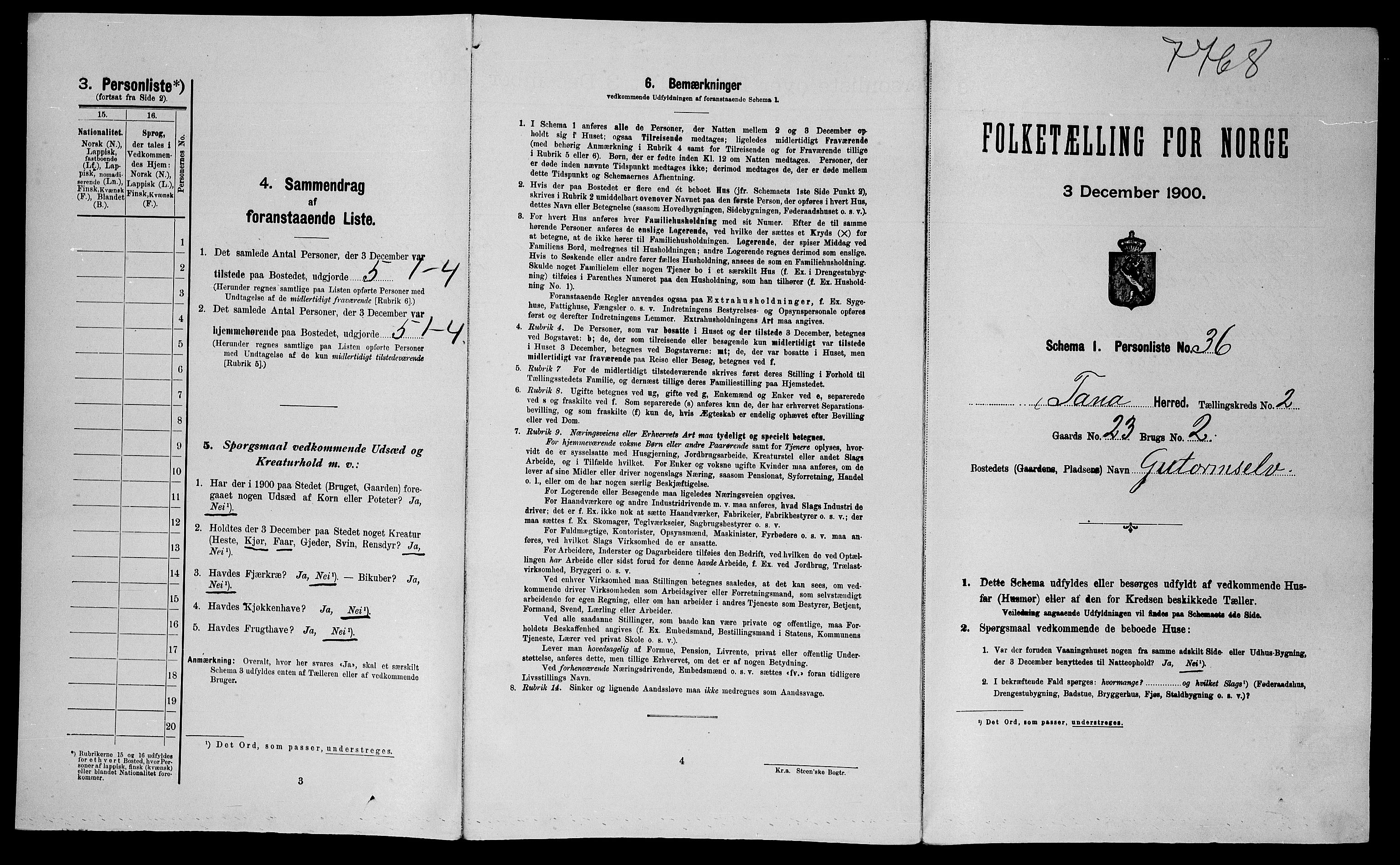 SATØ, Folketelling 1900 for 2025 Tana herred, 1900, s. 324