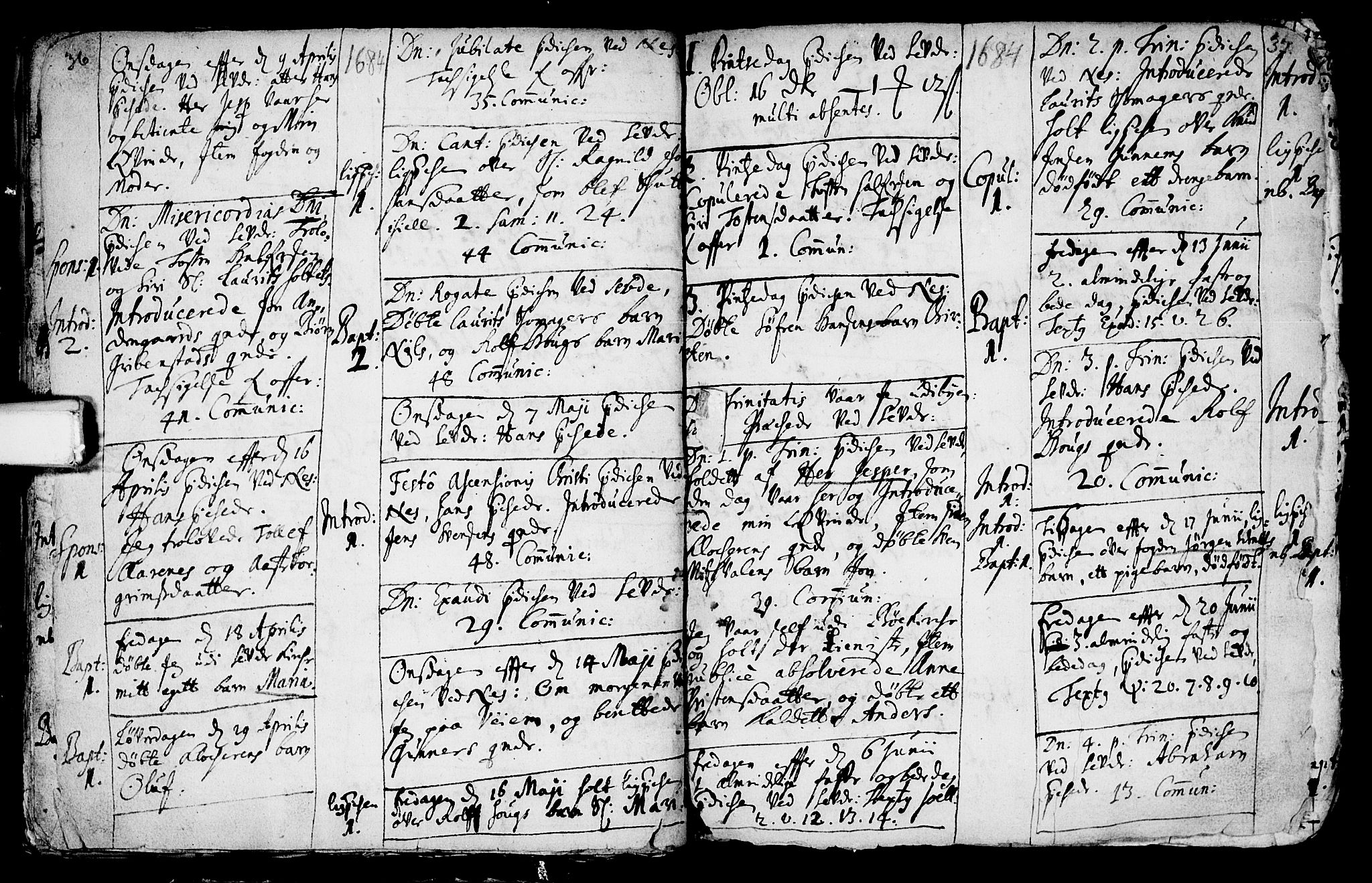 Sauherad kirkebøker, AV/SAKO-A-298/F/Fa/L0002: Ministerialbok nr. I 2, 1681-1720, s. 36-37
