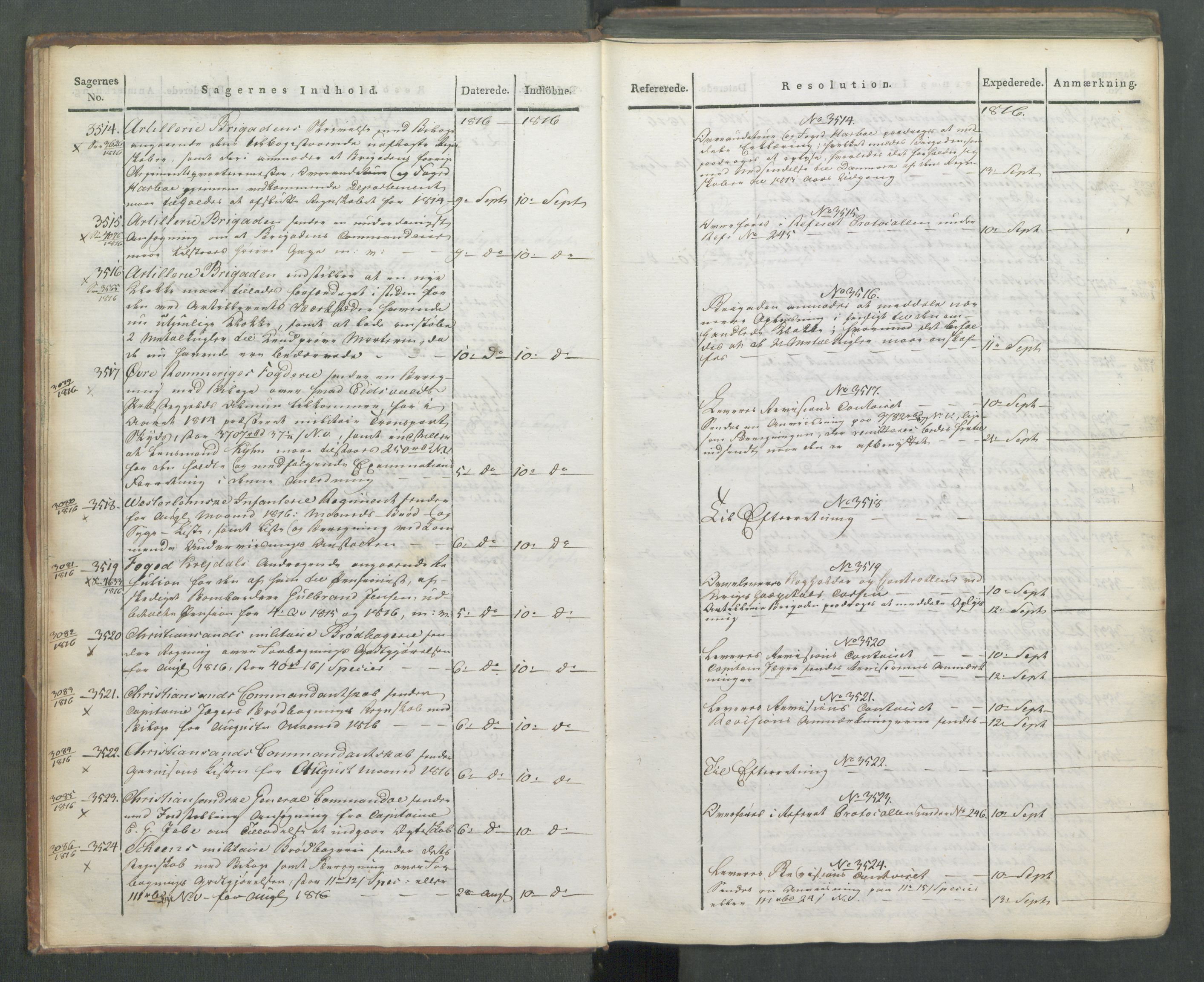 Armédepartementet, AV/RA-RAFA-3493/C/Ca/L0009: 6. Departements Journal, 1816-1817