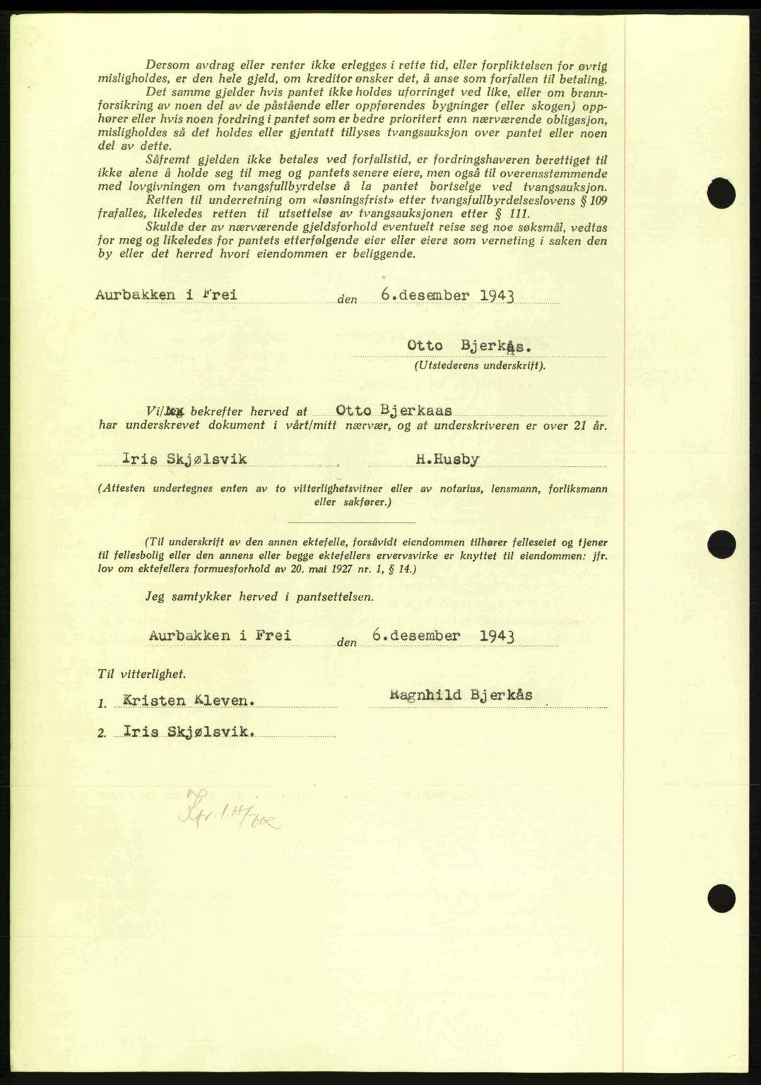 Nordmøre sorenskriveri, AV/SAT-A-4132/1/2/2Ca: Pantebok nr. B91, 1943-1944, Dagboknr: 2708/1943