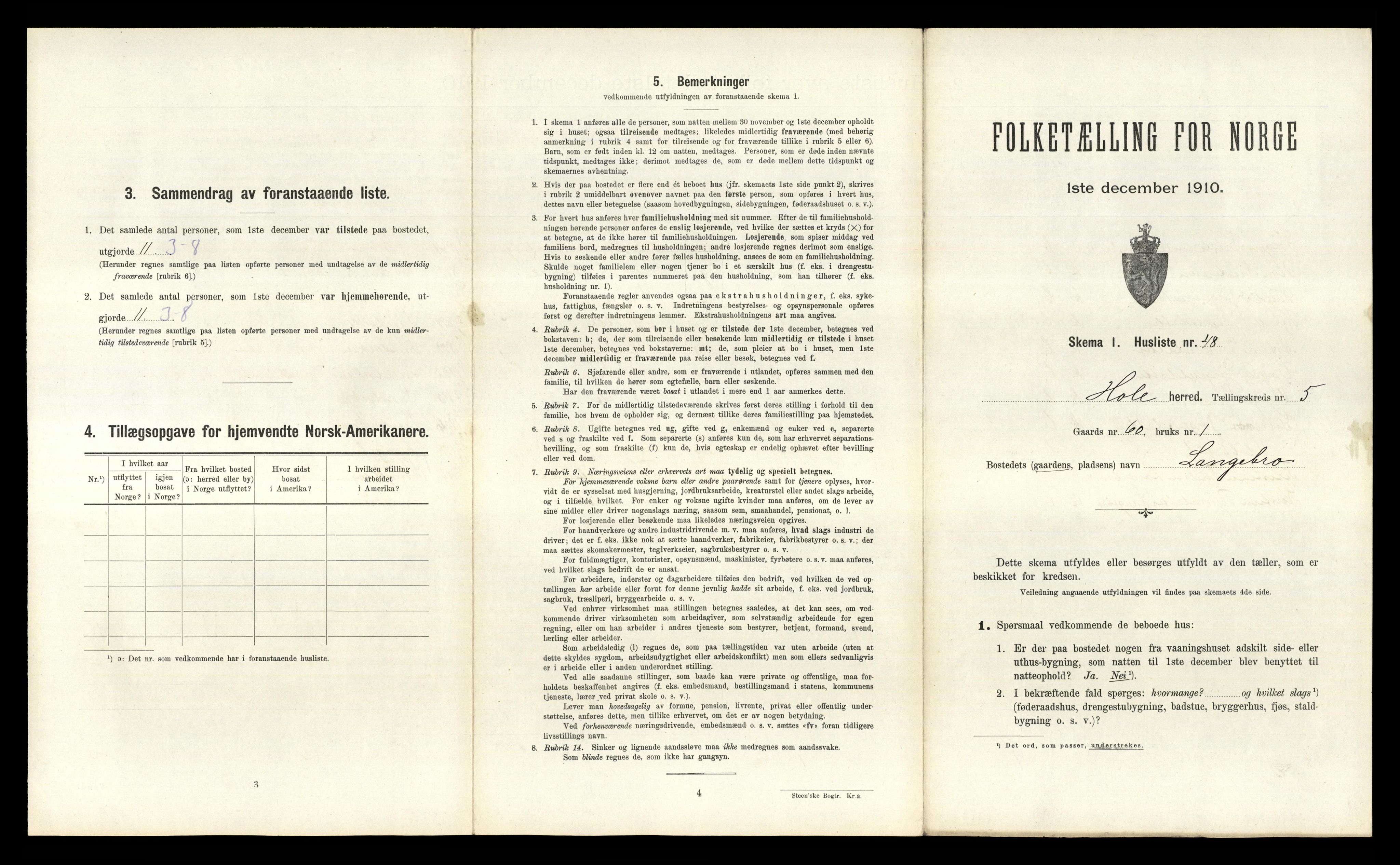 RA, Folketelling 1910 for 0612 Hole herred, 1910, s. 798