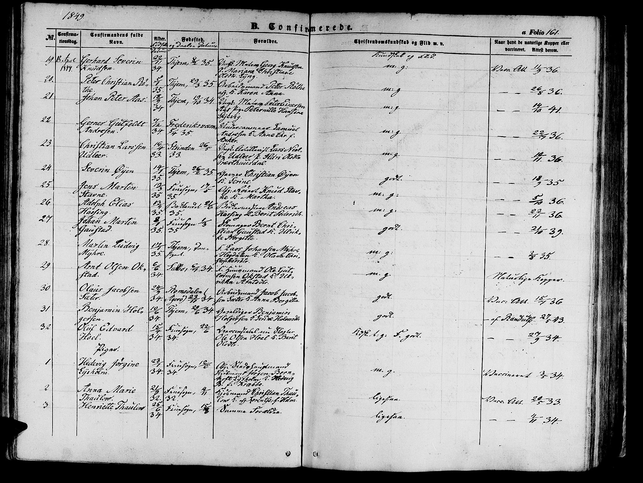 Ministerialprotokoller, klokkerbøker og fødselsregistre - Sør-Trøndelag, AV/SAT-A-1456/602/L0137: Klokkerbok nr. 602C05, 1846-1856, s. 161