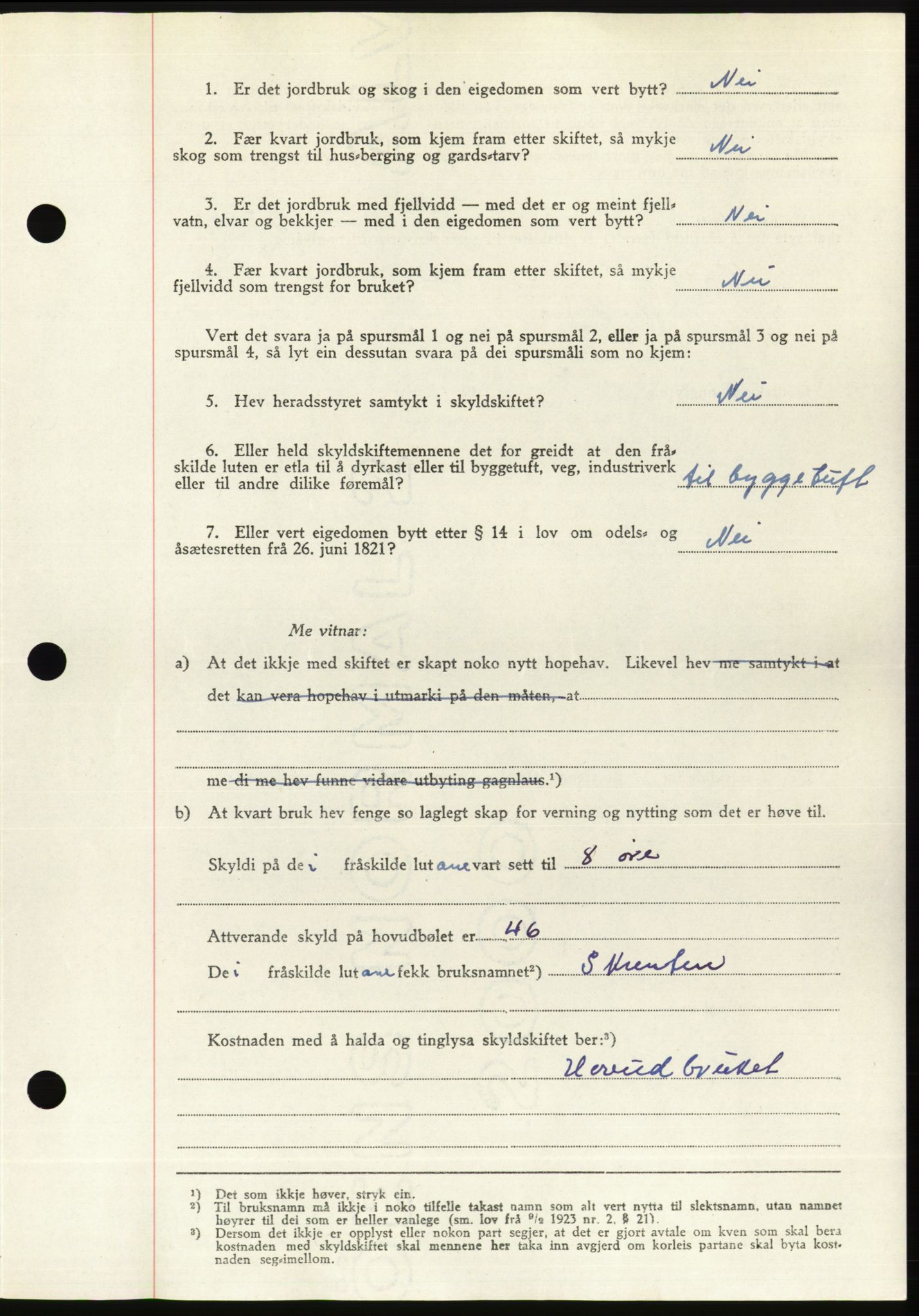 Søre Sunnmøre sorenskriveri, AV/SAT-A-4122/1/2/2C/L0081: Pantebok nr. 7A, 1947-1948, Dagboknr: 1188/1947