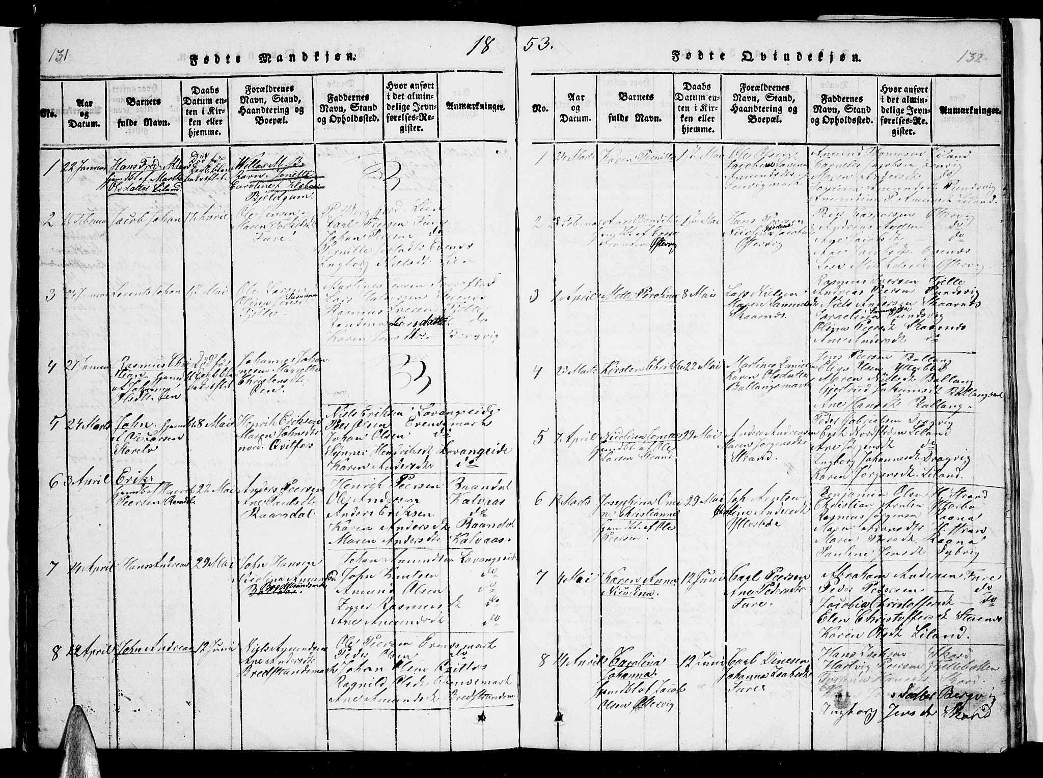 Ministerialprotokoller, klokkerbøker og fødselsregistre - Nordland, AV/SAT-A-1459/863/L0911: Klokkerbok nr. 863C01, 1821-1858, s. 131-132