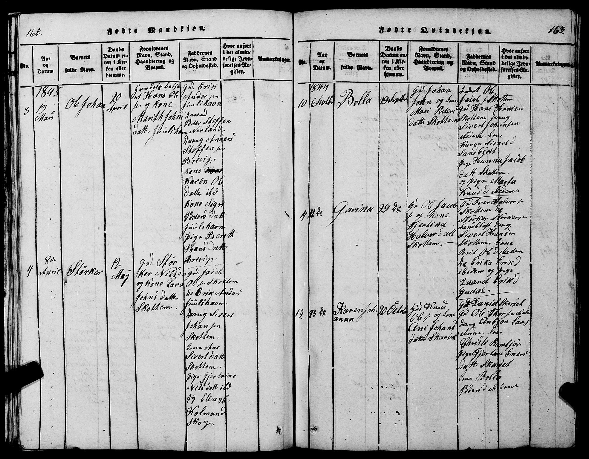 Ministerialprotokoller, klokkerbøker og fødselsregistre - Møre og Romsdal, AV/SAT-A-1454/567/L0781: Klokkerbok nr. 567C01, 1818-1845, s. 162-163