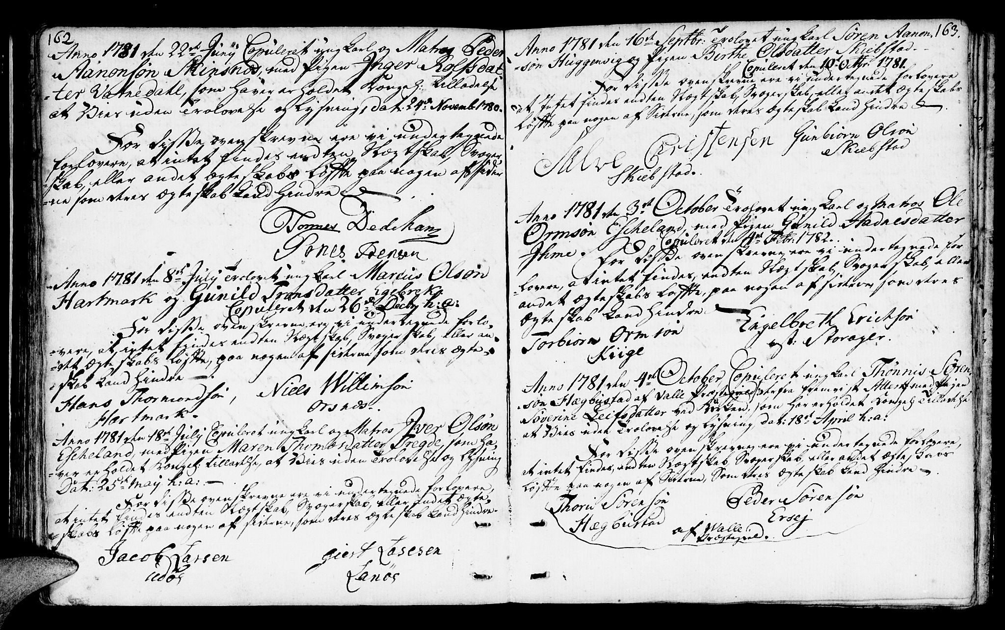 Mandal sokneprestkontor, AV/SAK-1111-0030/F/Fa/Faa/L0006: Ministerialbok nr. A 6, 1755-1783, s. 162-163
