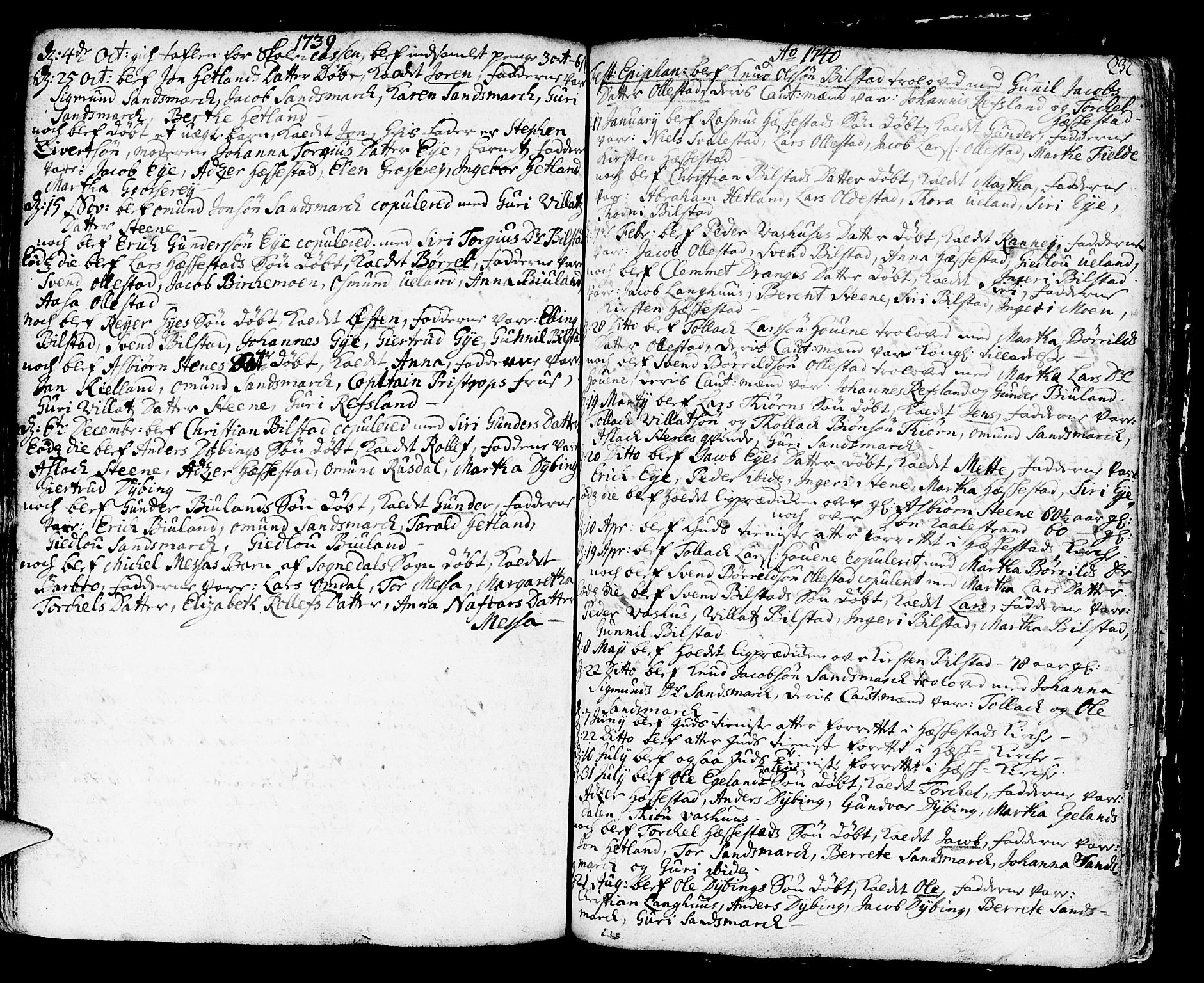 Helleland sokneprestkontor, SAST/A-101810: Ministerialbok nr. A 1 /3, 1713-1761, s. 232