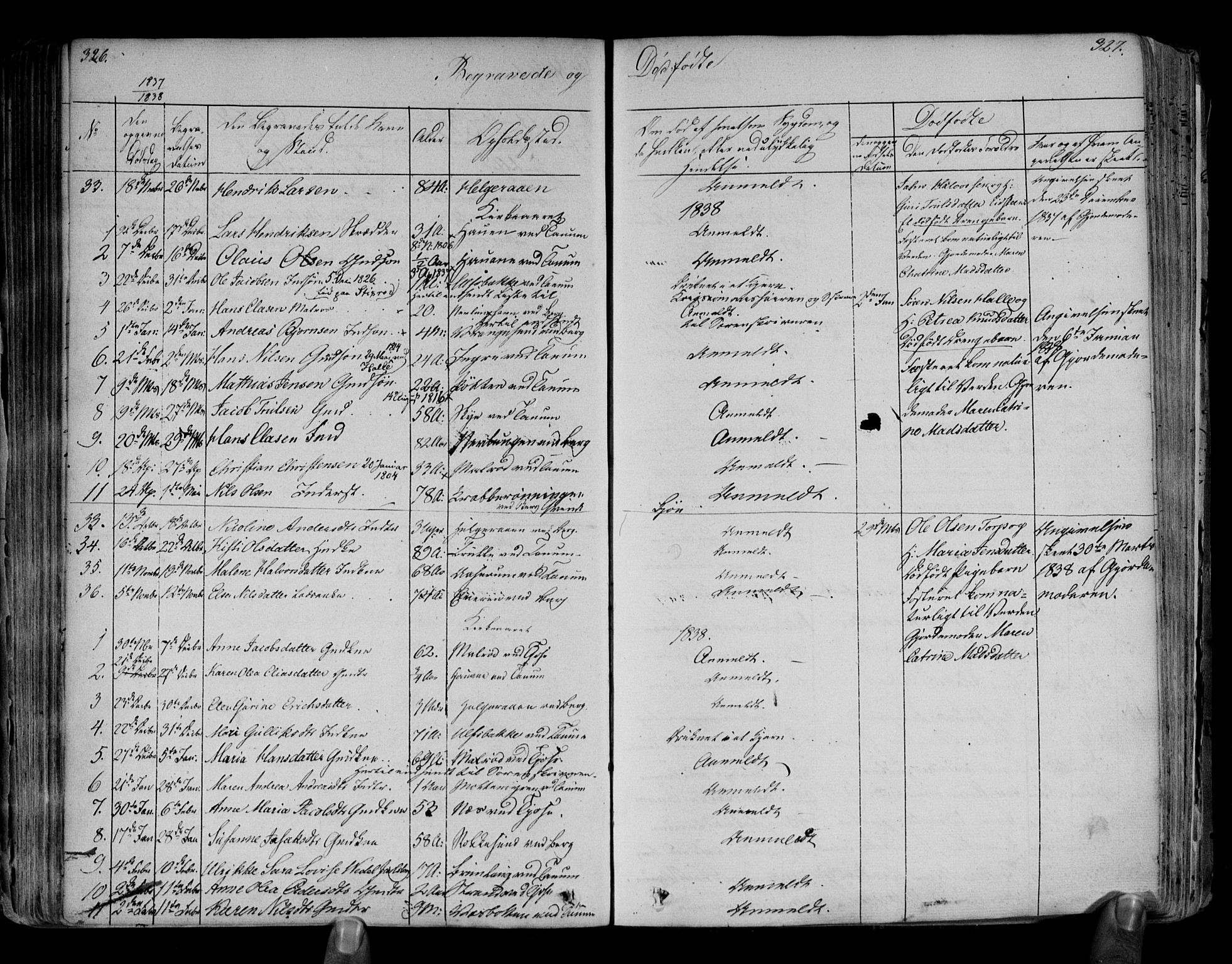 Brunlanes kirkebøker, AV/SAKO-A-342/F/Fa/L0003: Ministerialbok nr. I 3, 1834-1845, s. 326-327