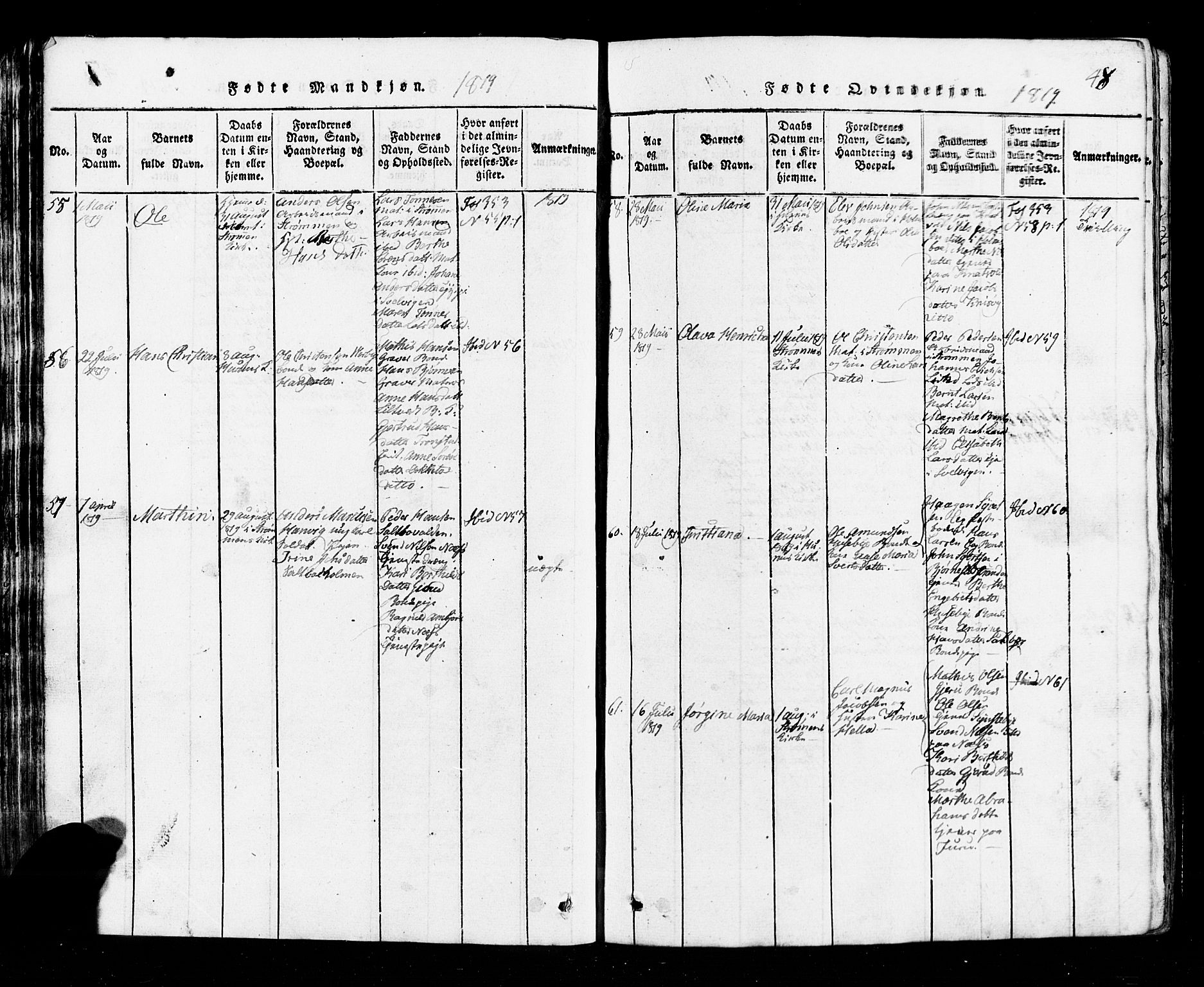 Hurum kirkebøker, AV/SAKO-A-229/G/Ga/L0001: Klokkerbok nr. I 1, 1816-1826, s. 48