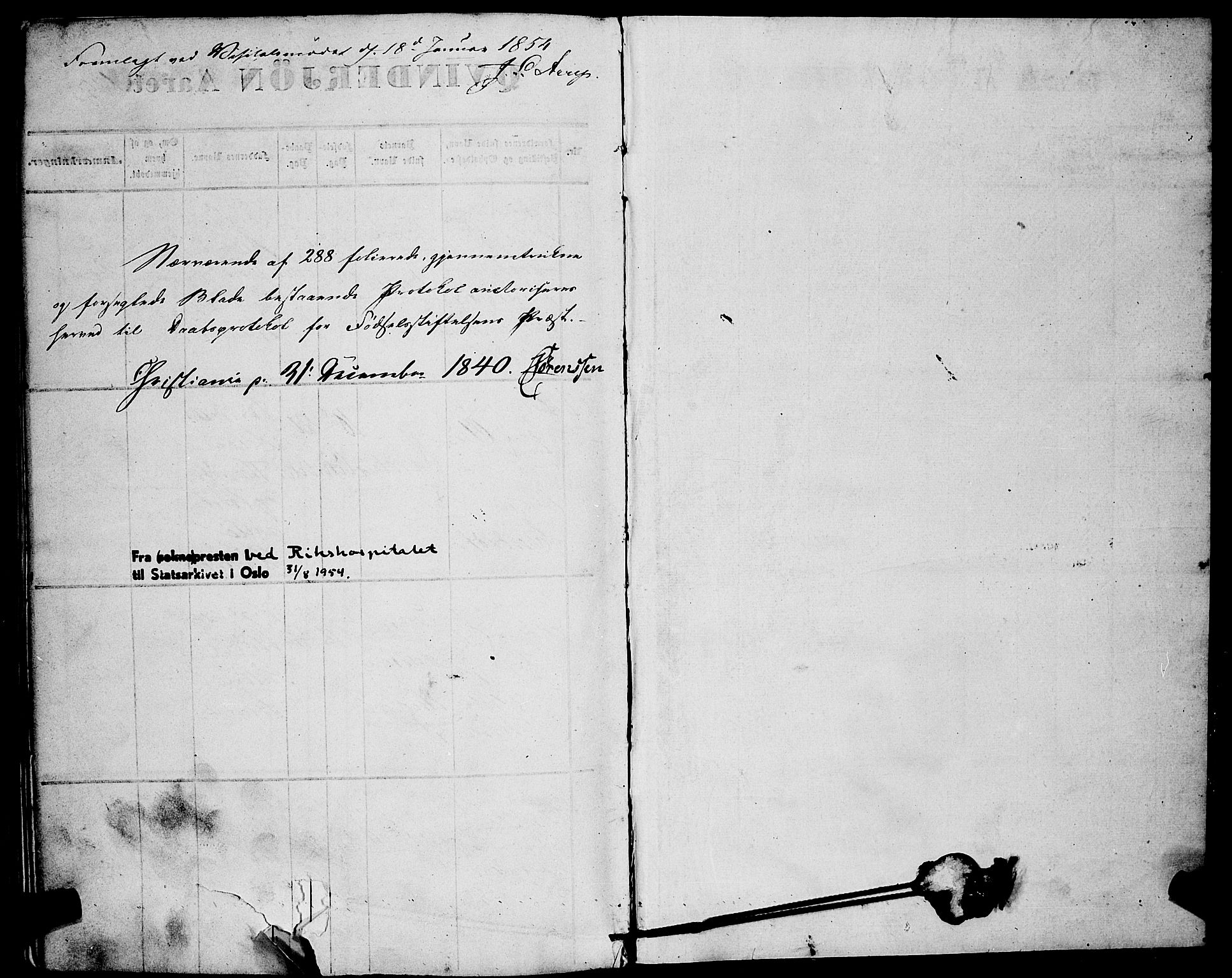 Rikshospitalet prestekontor Kirkebøker, AV/SAO-A-10309b/F/L0003: Ministerialbok nr. 3, 1841-1853