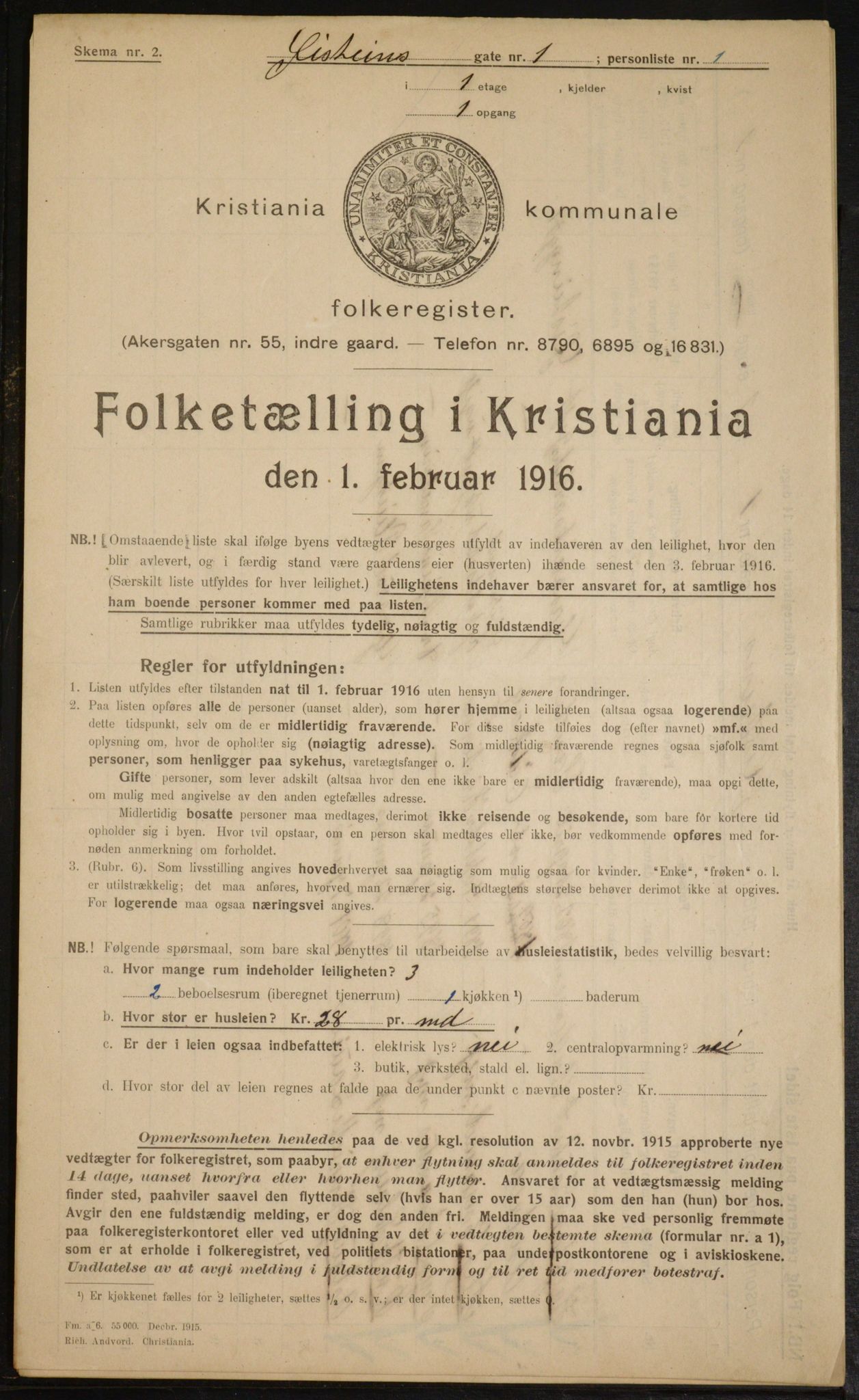 OBA, Kommunal folketelling 1.2.1916 for Kristiania, 1916, s. 133968