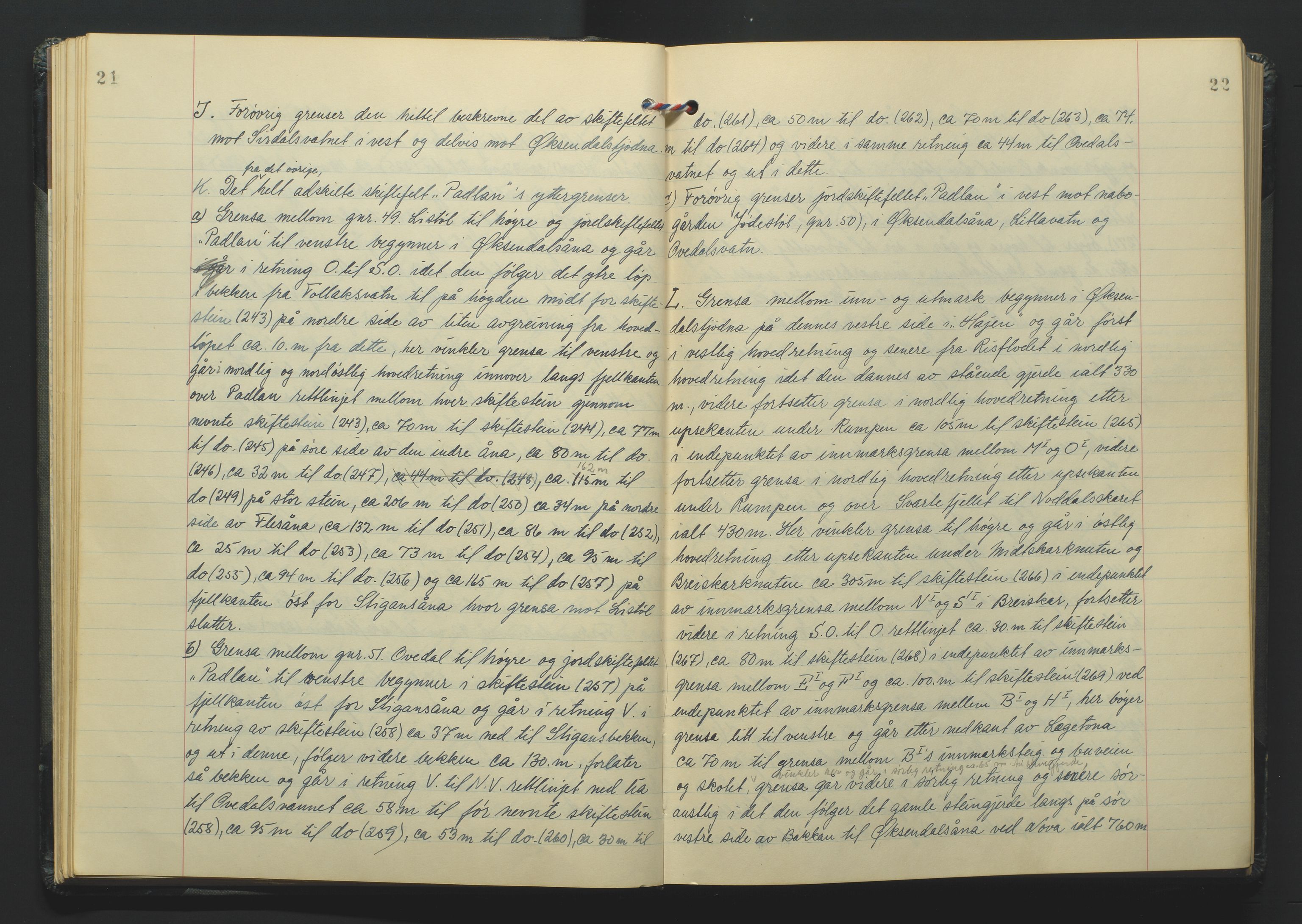 Lista jordskifterett, AV/SAK-1541-0005/F/Fa/L0003: Jordskifterettsbok Flekkefjord domssokn, med gårdsregister nr 9, 1956-1963, s. 21-22