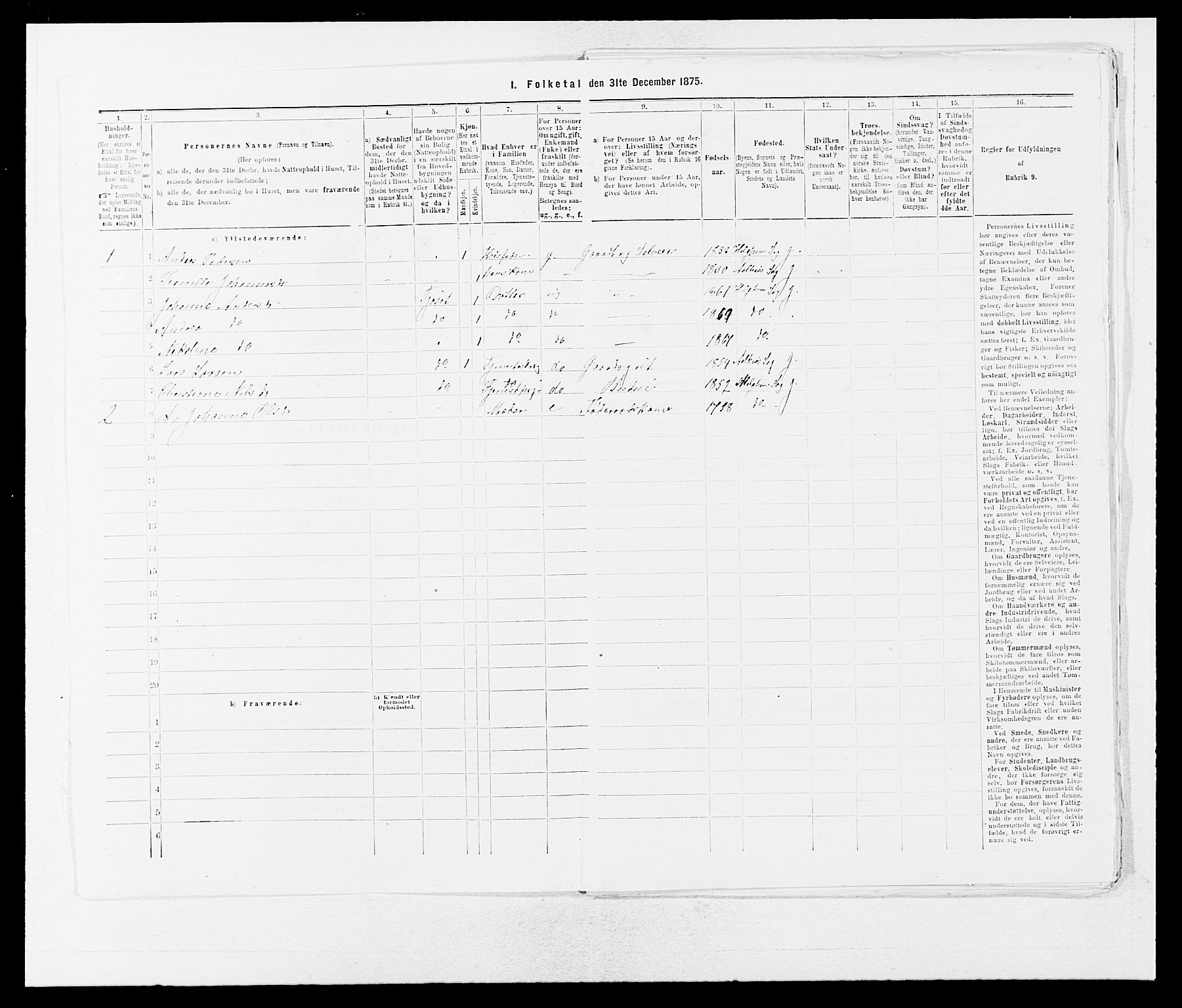 SAB, Folketelling 1875 for 1431P Jølster prestegjeld, 1875, s. 86