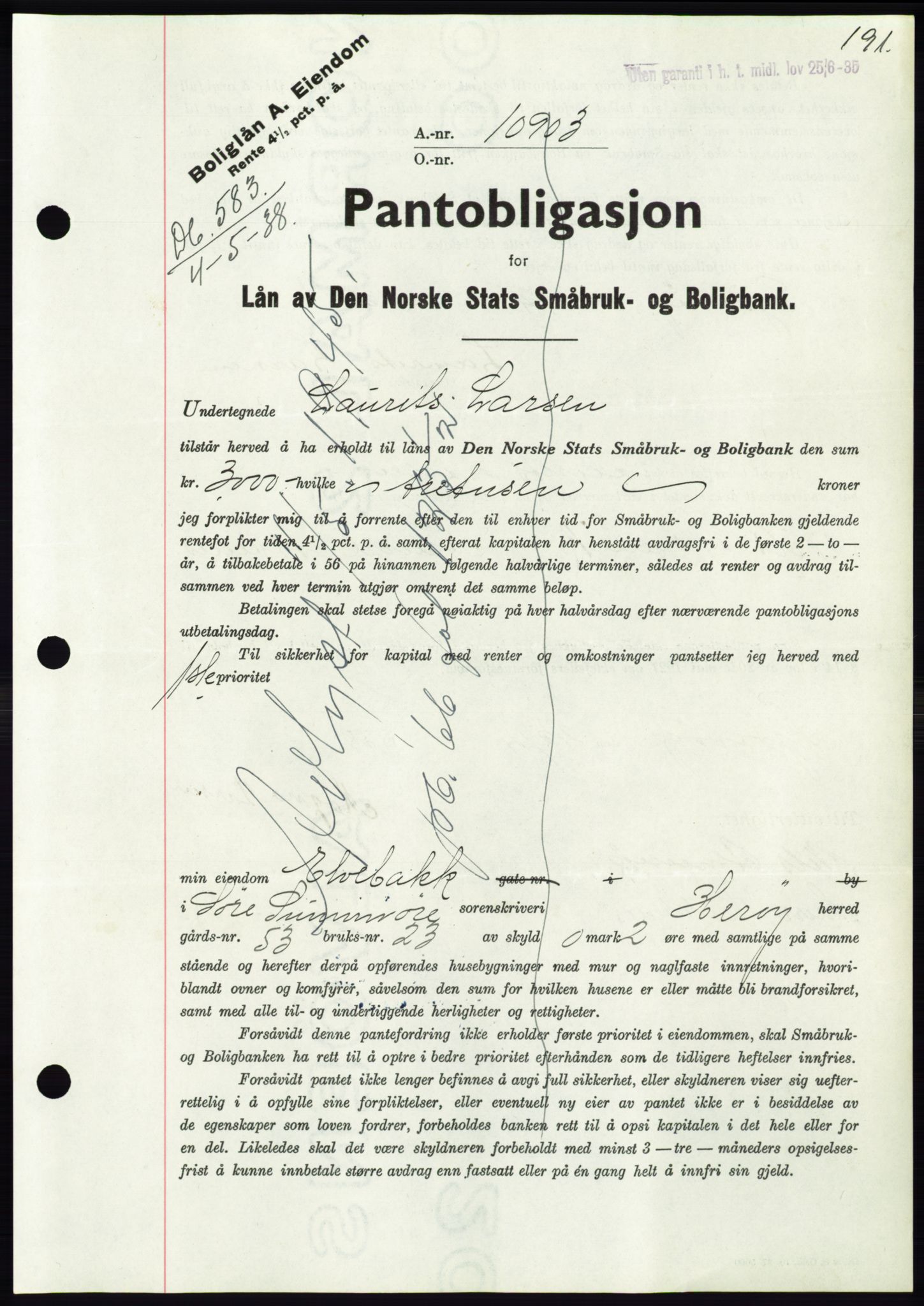 Søre Sunnmøre sorenskriveri, AV/SAT-A-4122/1/2/2C/L0065: Pantebok nr. 59, 1938-1938, Dagboknr: 583/1938