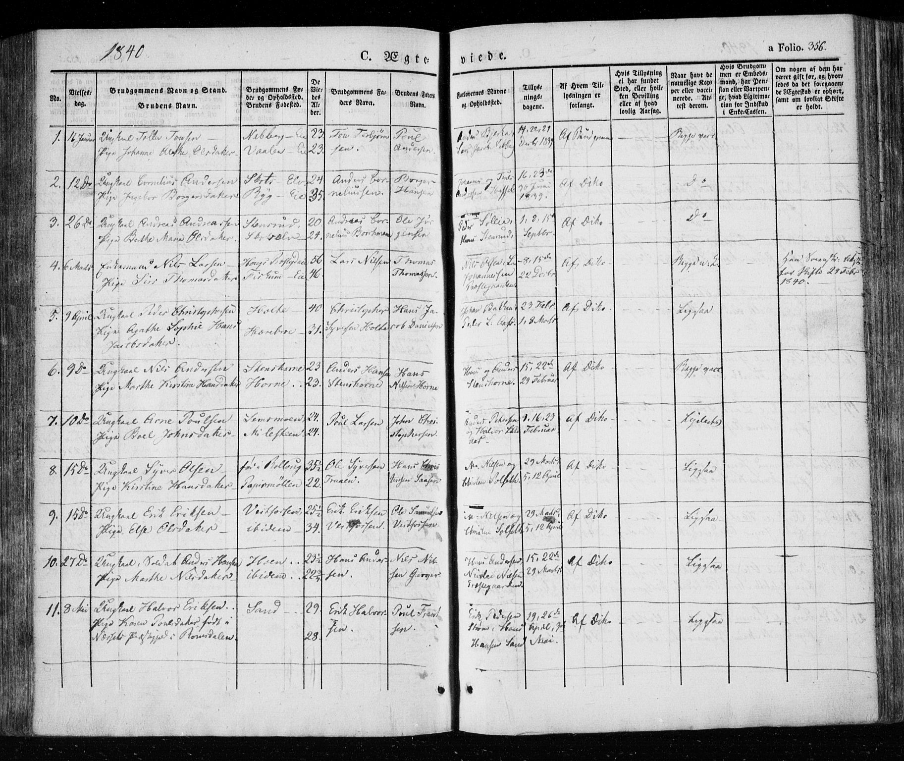 Eiker kirkebøker, AV/SAKO-A-4/F/Fa/L0013a: Ministerialbok nr. I 13A, 1832-1845, s. 356