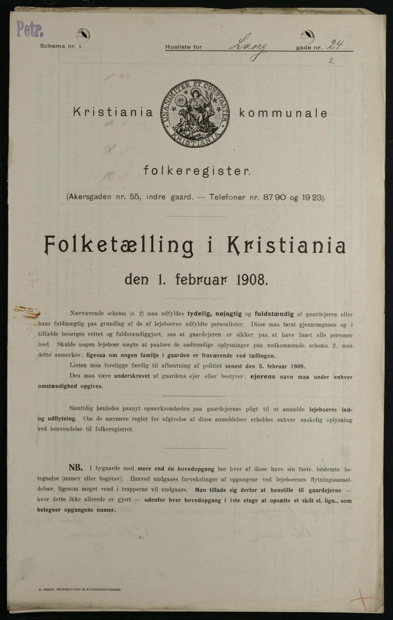 OBA, Kommunal folketelling 1.2.1908 for Kristiania kjøpstad, 1908, s. 50858