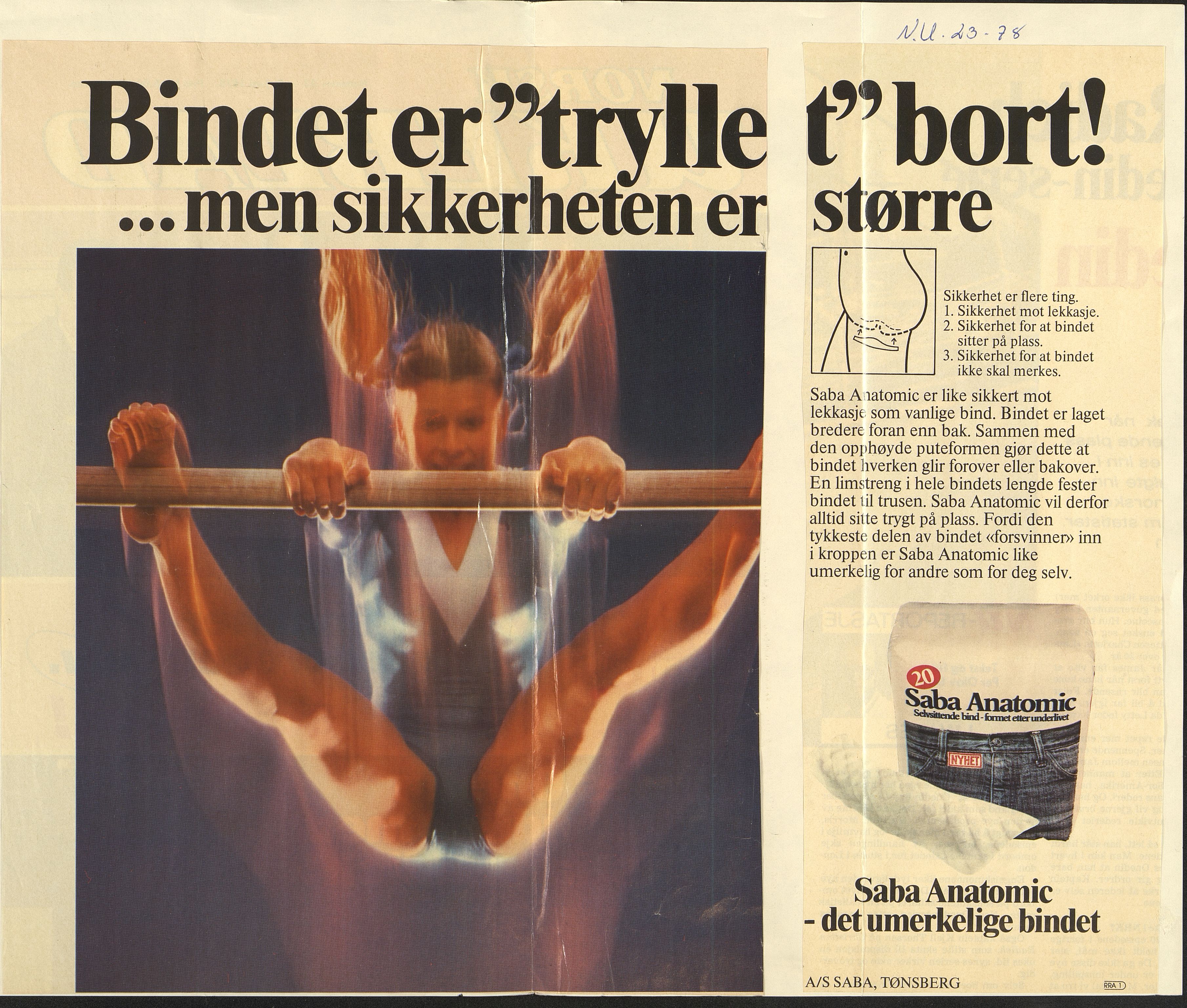 Pa 46 - Sca Mølnlycke AS, VEMU/A-1050/H/Hb/Hbb/L0001/0007: Annonser, brosjyrer, posedekor m.m. / Annonser, emballasje, 1977-1979