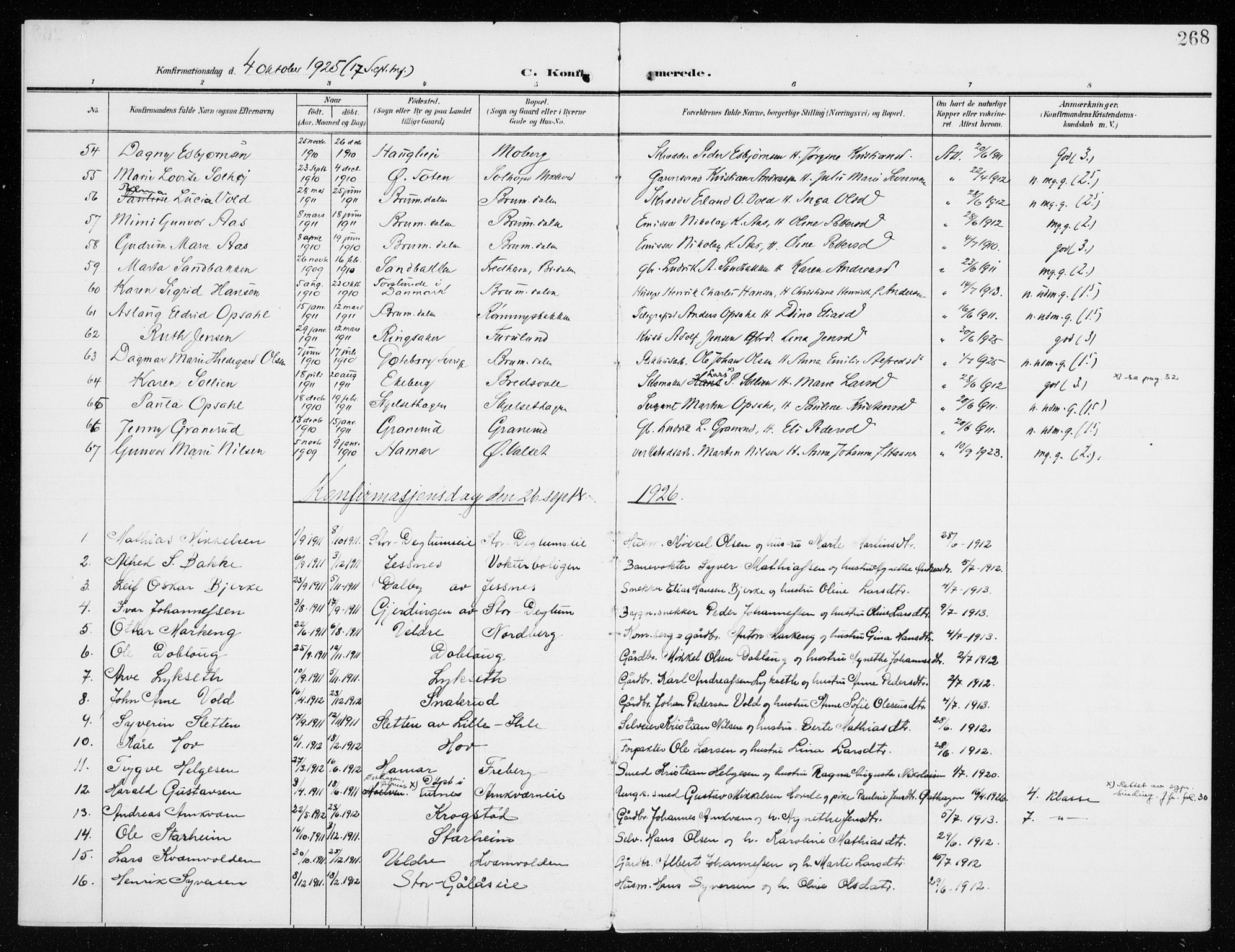 Furnes prestekontor, AV/SAH-PREST-012/K/Ka/L0001: Ministerialbok nr. 1, 1907-1935, s. 268