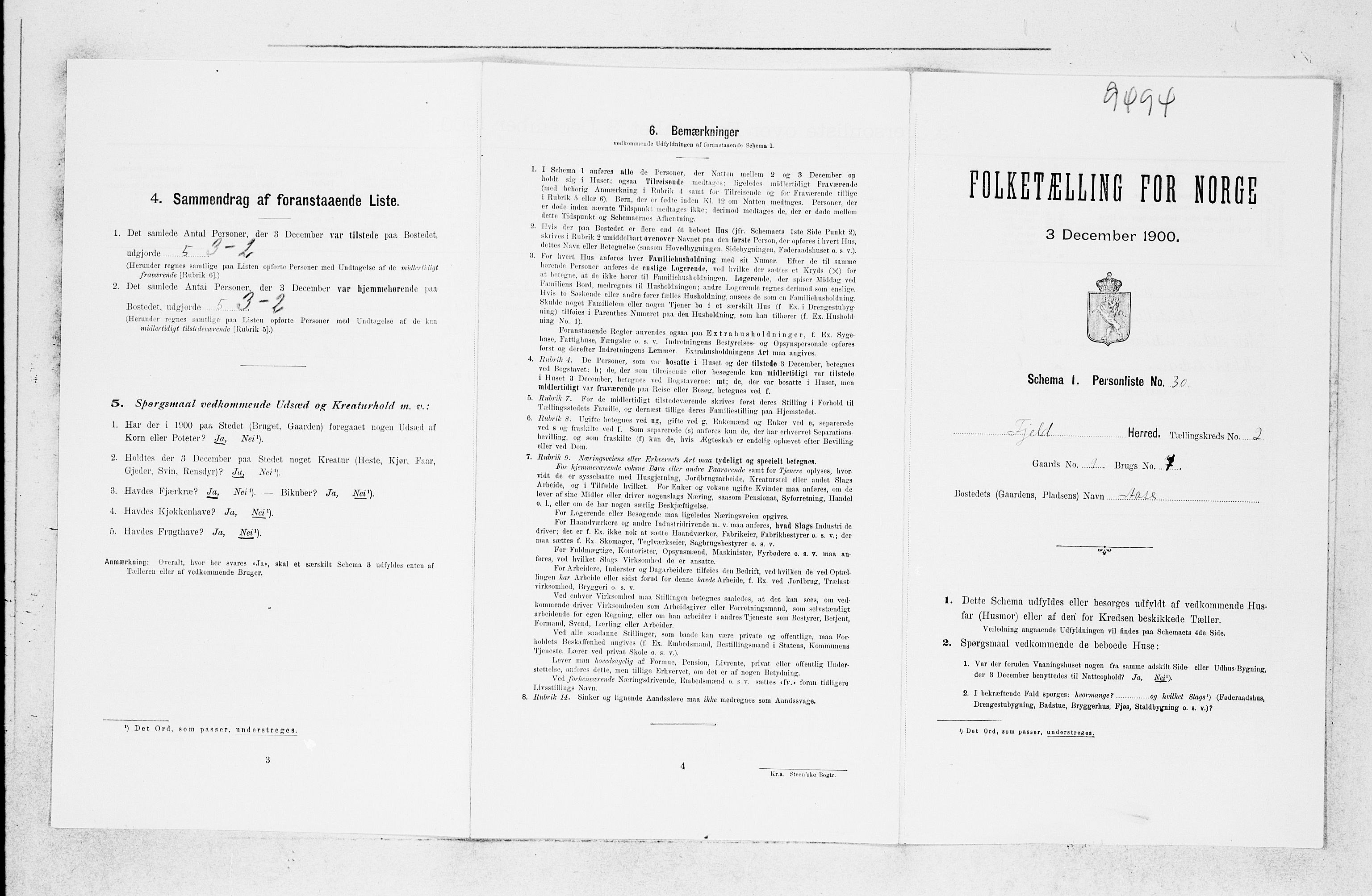 SAB, Folketelling 1900 for 1246 Fjell herred, 1900, s. 229