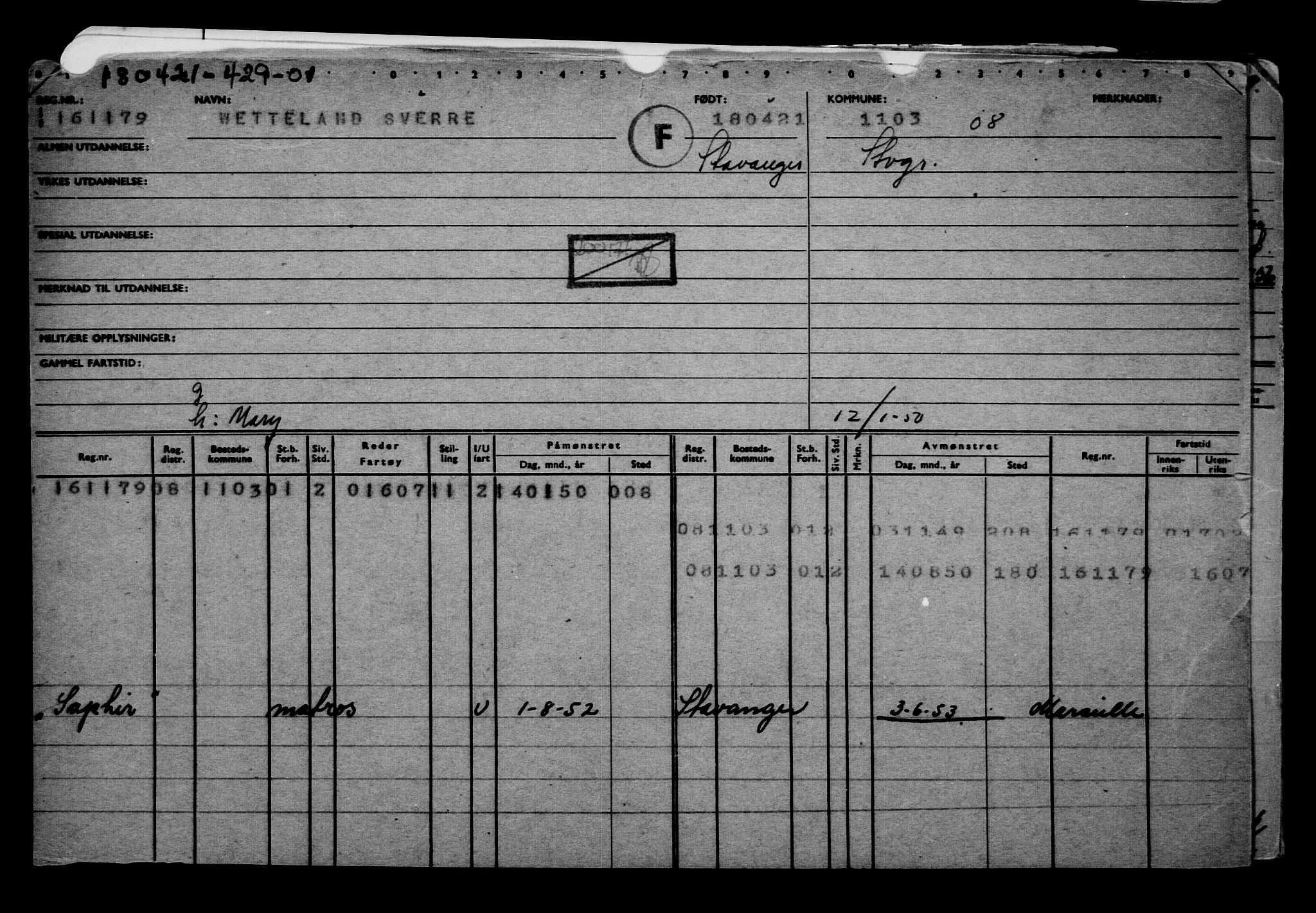 Direktoratet for sjømenn, RA/S-3545/G/Gb/L0192: Hovedkort, 1921, s. 532