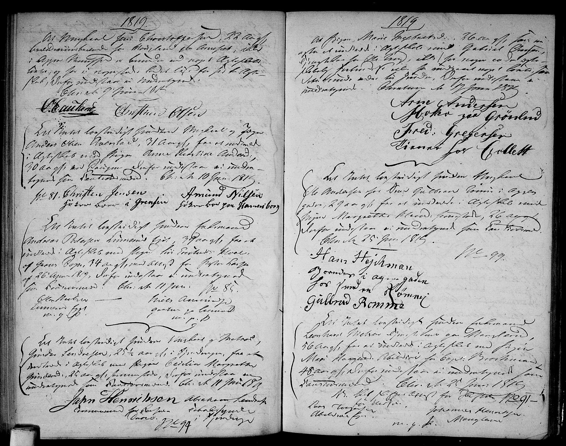 Aker prestekontor kirkebøker, AV/SAO-A-10861/L/L0005: Forlovererklæringer nr. 5, 1796-1821