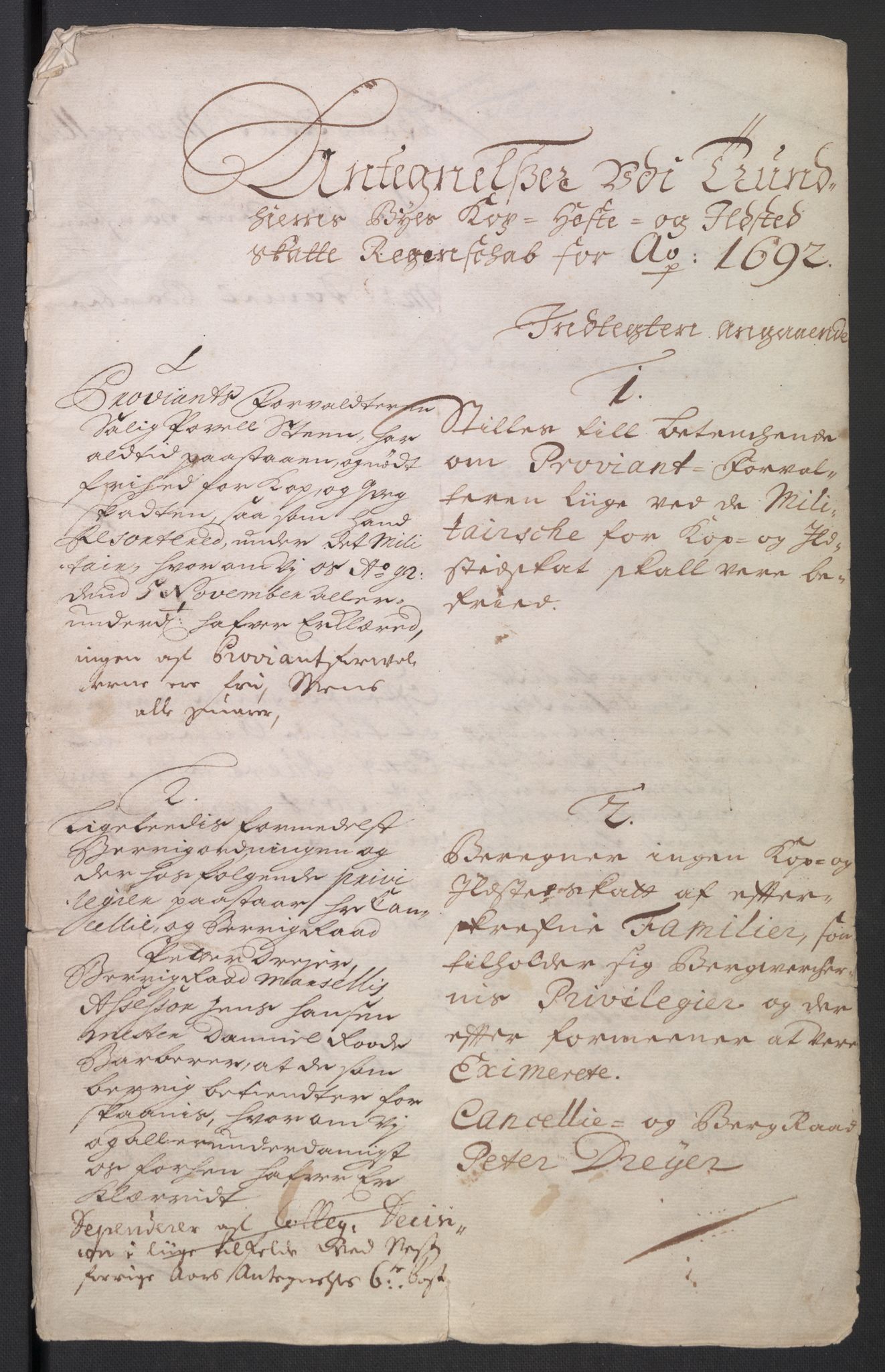 Rentekammeret inntil 1814, Reviderte regnskaper, Byregnskaper, RA/EA-4066/R/Rs/L0506: [S2] Kontribusjonsregnskap, 1691-1692, s. 692