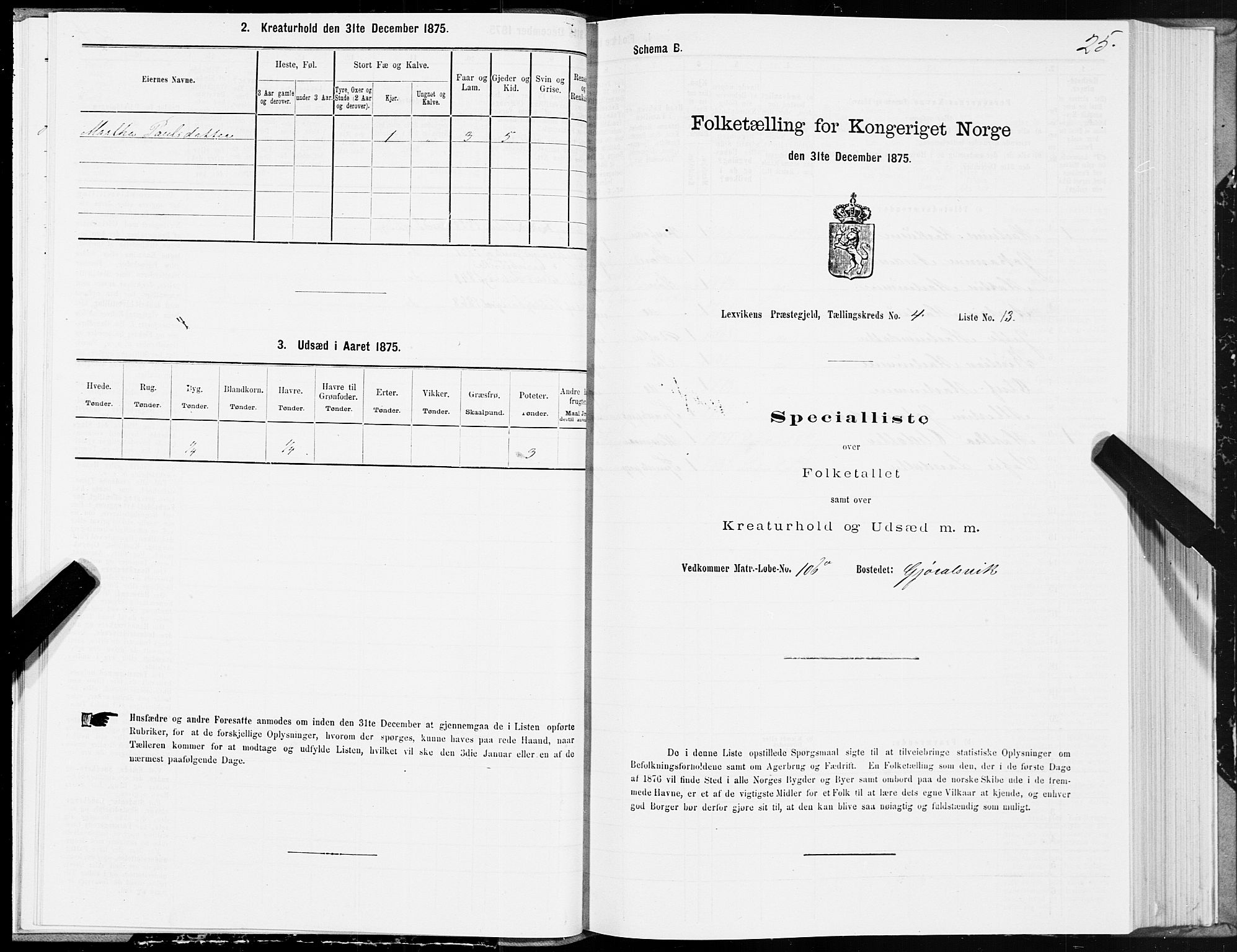 SAT, Folketelling 1875 for 1718P Leksvik prestegjeld, 1875, s. 3025
