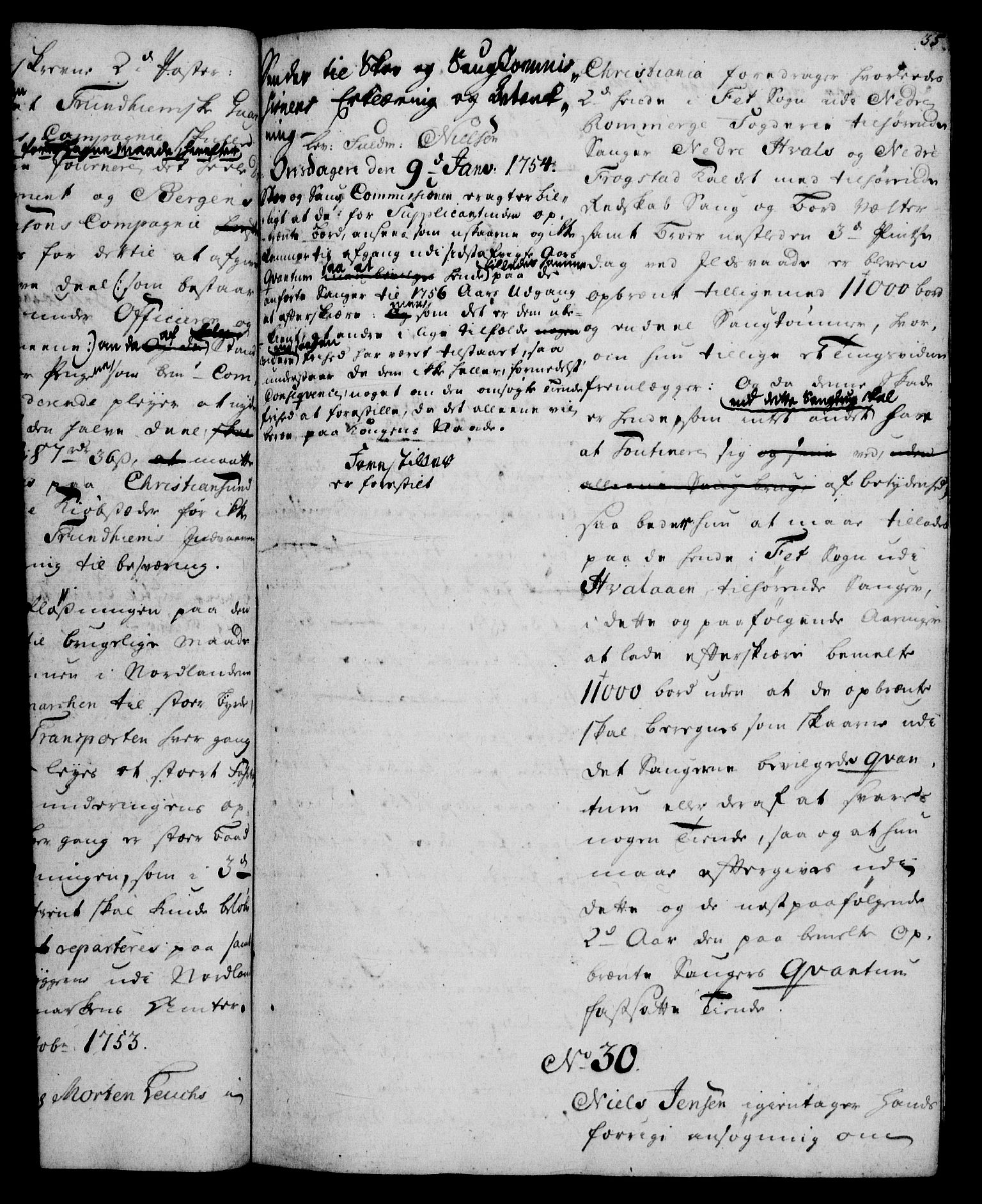 Rentekammeret, Kammerkanselliet, AV/RA-EA-3111/G/Gh/Gha/L0032: Norsk ekstraktmemorialprotokoll (merket RK 53.77), 1753-1755, s. 35