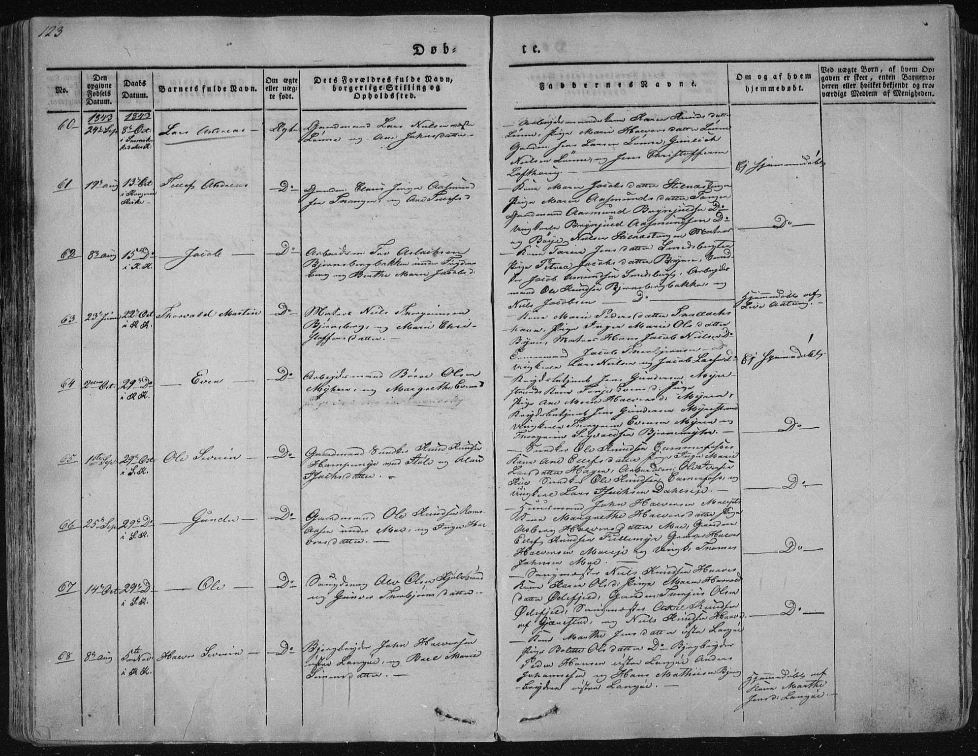 Sannidal kirkebøker, AV/SAKO-A-296/F/Fa/L0006: Ministerialbok nr. 6, 1831-1847, s. 123