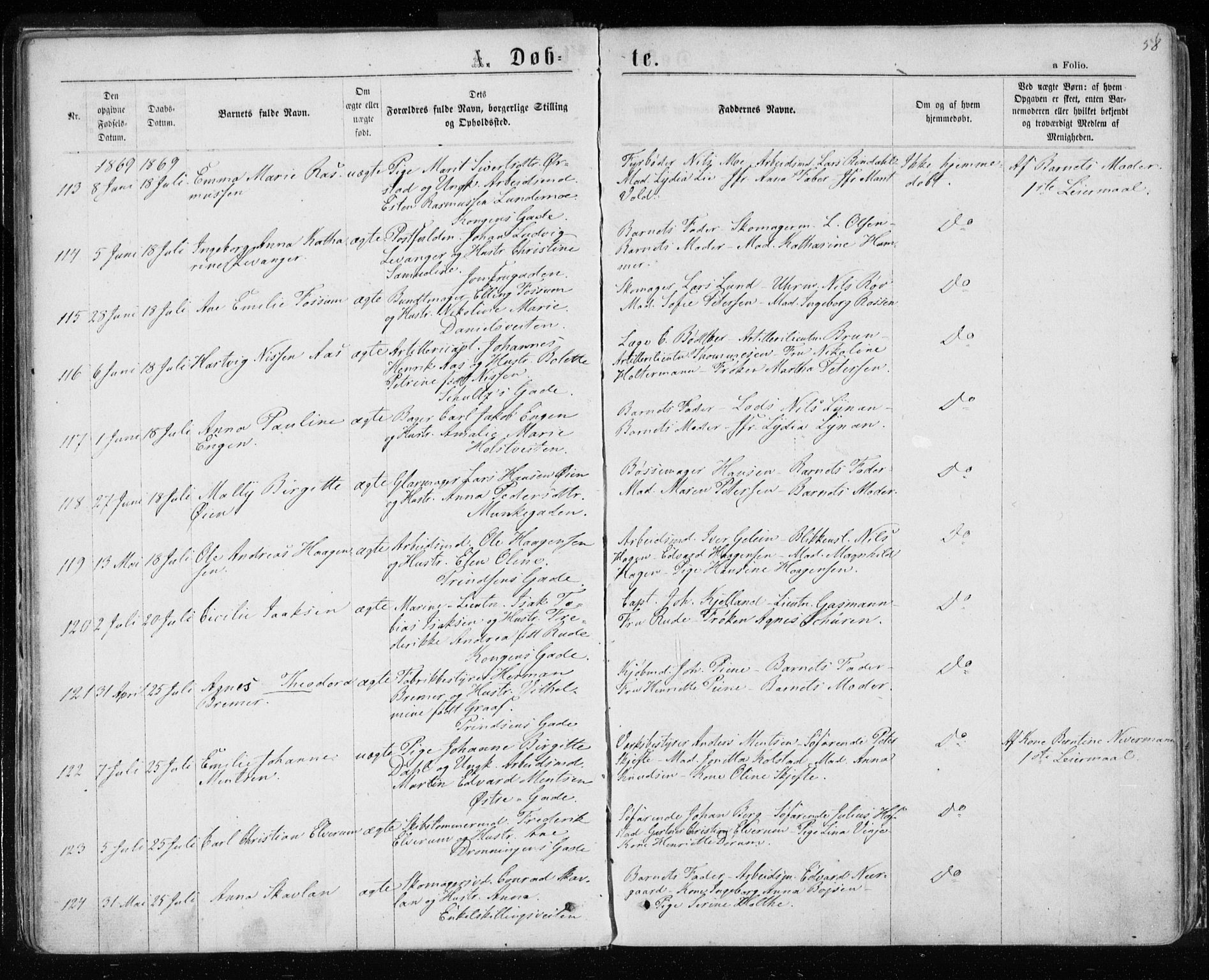 Ministerialprotokoller, klokkerbøker og fødselsregistre - Sør-Trøndelag, SAT/A-1456/601/L0054: Ministerialbok nr. 601A22, 1866-1877, s. 58