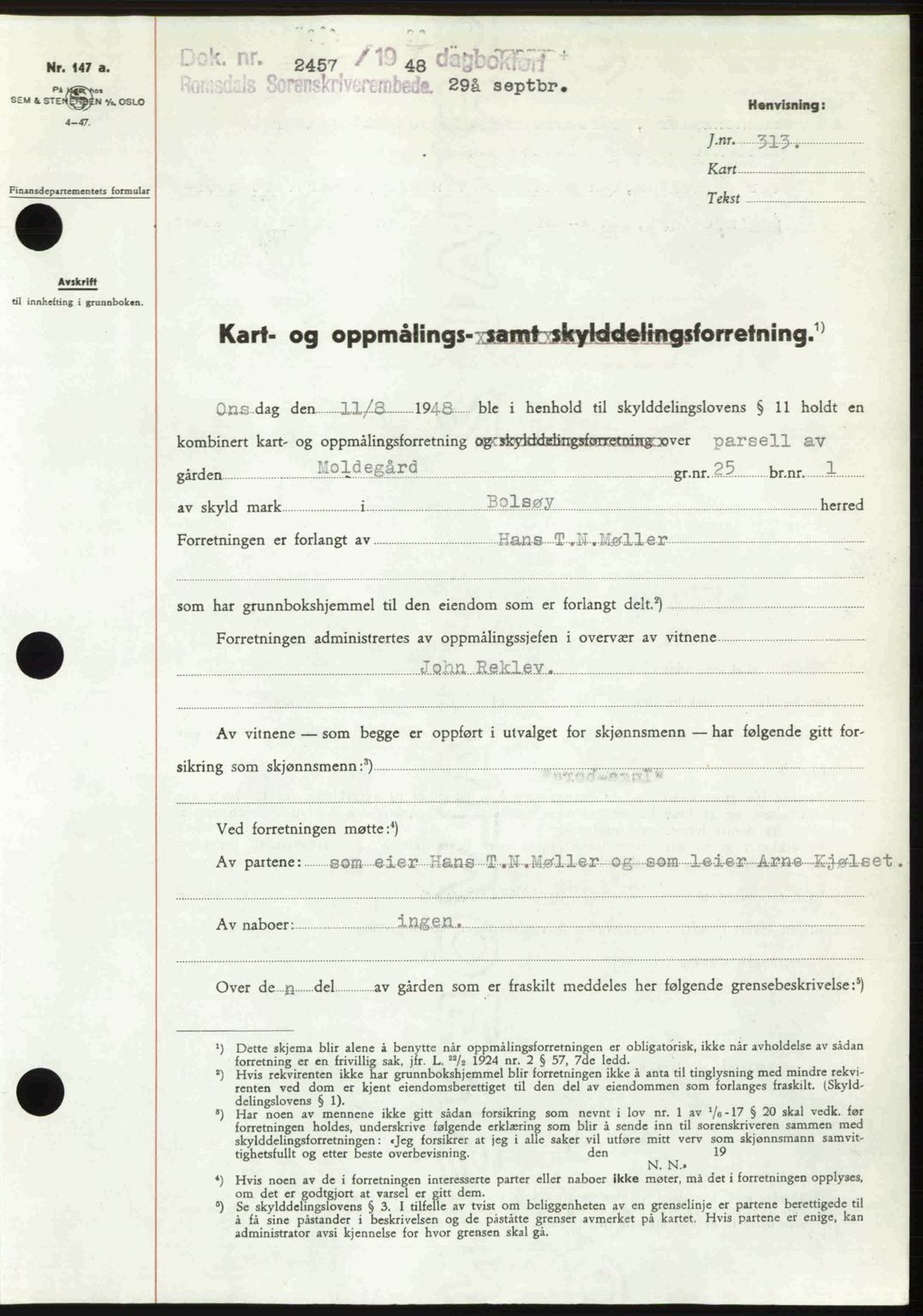 Romsdal sorenskriveri, SAT/A-4149/1/2/2C: Pantebok nr. A27, 1948-1948, Dagboknr: 2457/1948