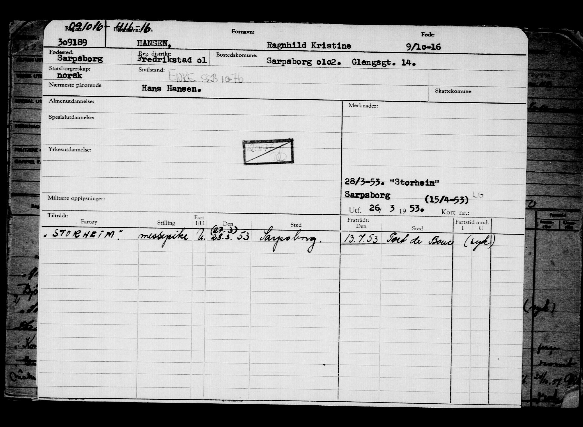 Direktoratet for sjømenn, AV/RA-S-3545/G/Gb/L0143: Hovedkort, 1916, s. 128