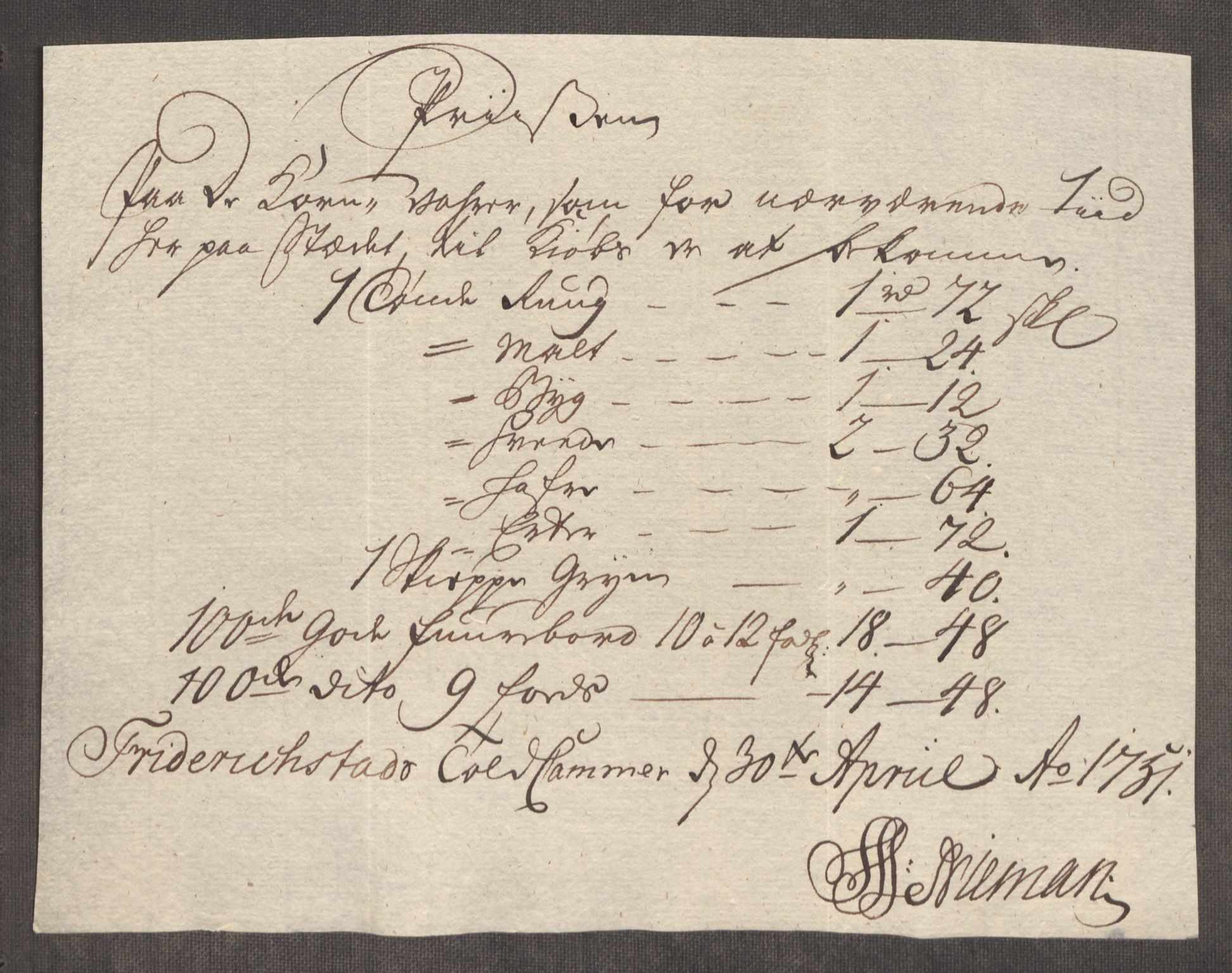 Rentekammeret inntil 1814, Realistisk ordnet avdeling, AV/RA-EA-4070/Oe/L0004: [Ø1]: Priskuranter, 1749-1752, s. 479