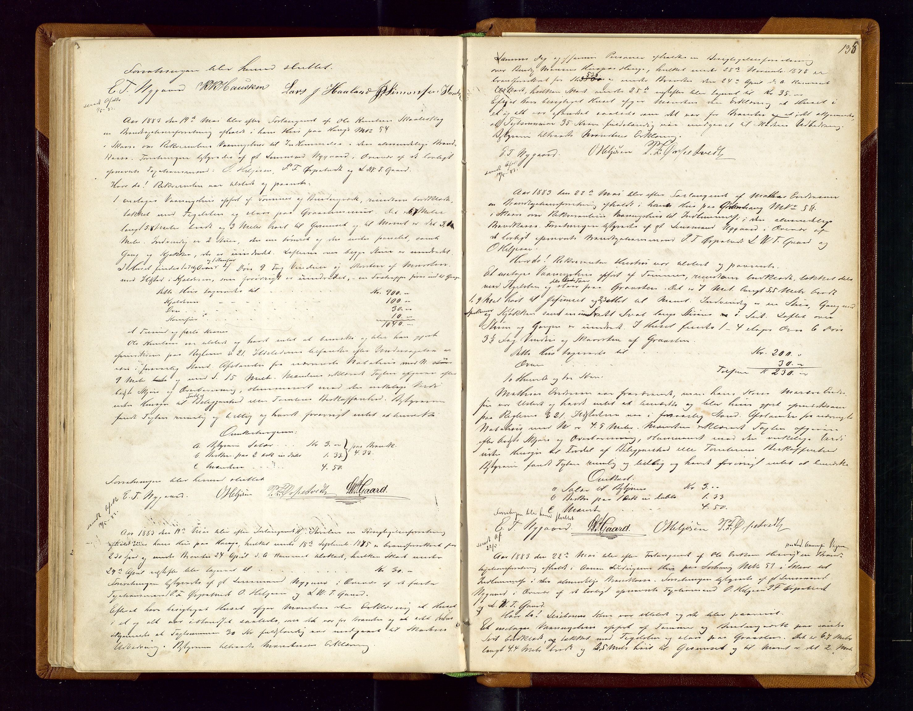 Torvestad lensmannskontor, AV/SAST-A-100307/1/Goa/L0001: "Brandtaxationsprotokol for Torvestad Thinglag", 1867-1883, s. 134b-135a