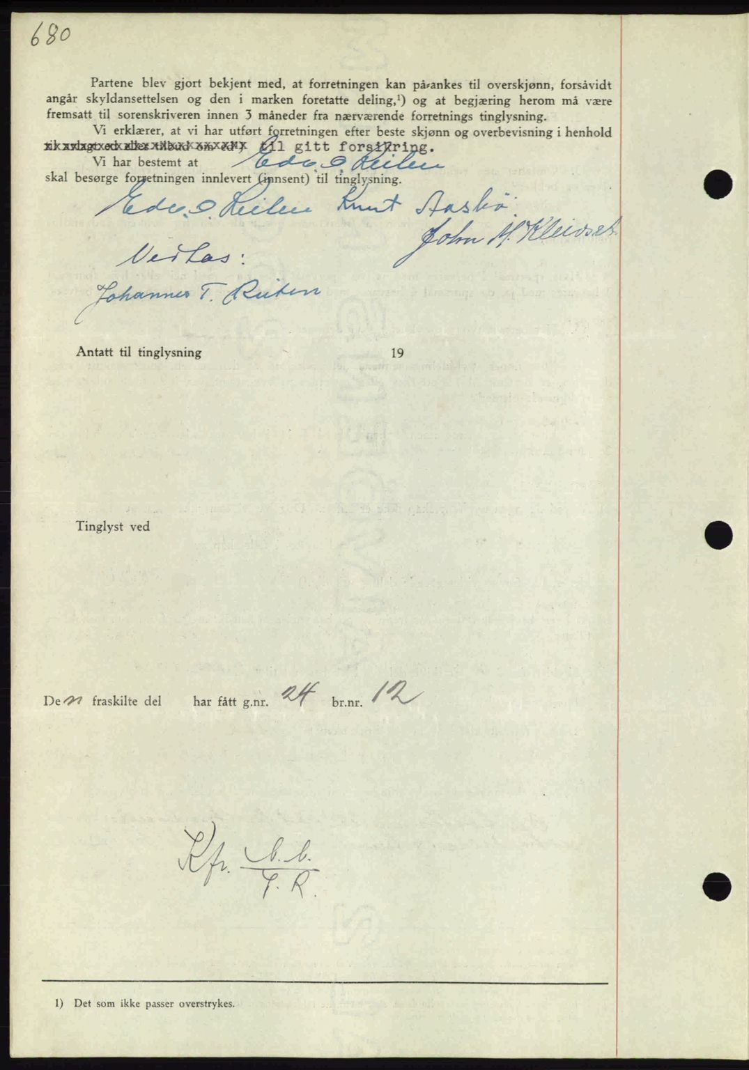 Nordmøre sorenskriveri, SAT/A-4132/1/2/2Ca: Pantebok nr. A92, 1942-1942, Dagboknr: 1261/1942