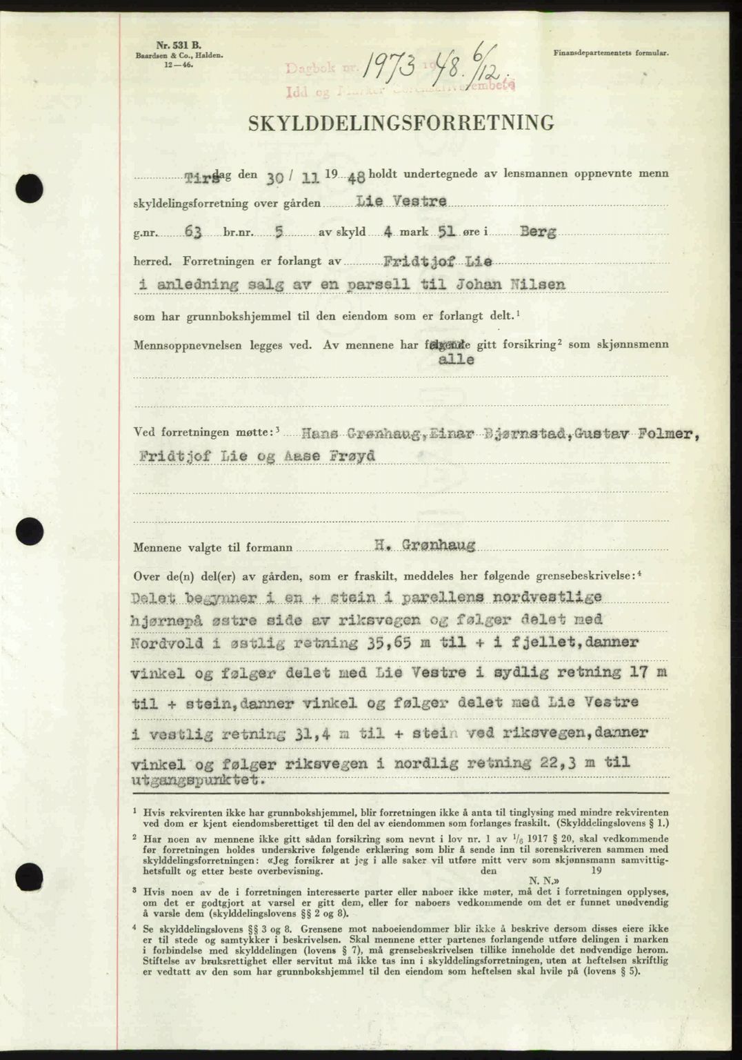 Idd og Marker sorenskriveri, AV/SAO-A-10283/G/Gb/Gbb/L0011: Pantebok nr. A11, 1948-1949, Dagboknr: 1973/1948