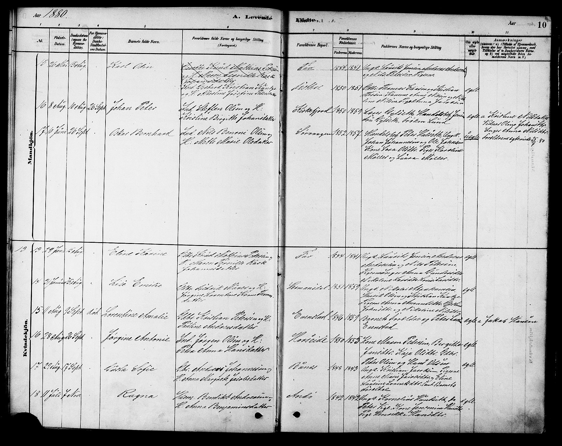 Ministerialprotokoller, klokkerbøker og fødselsregistre - Nordland, SAT/A-1459/886/L1219: Ministerialbok nr. 886A01, 1878-1892, s. 10