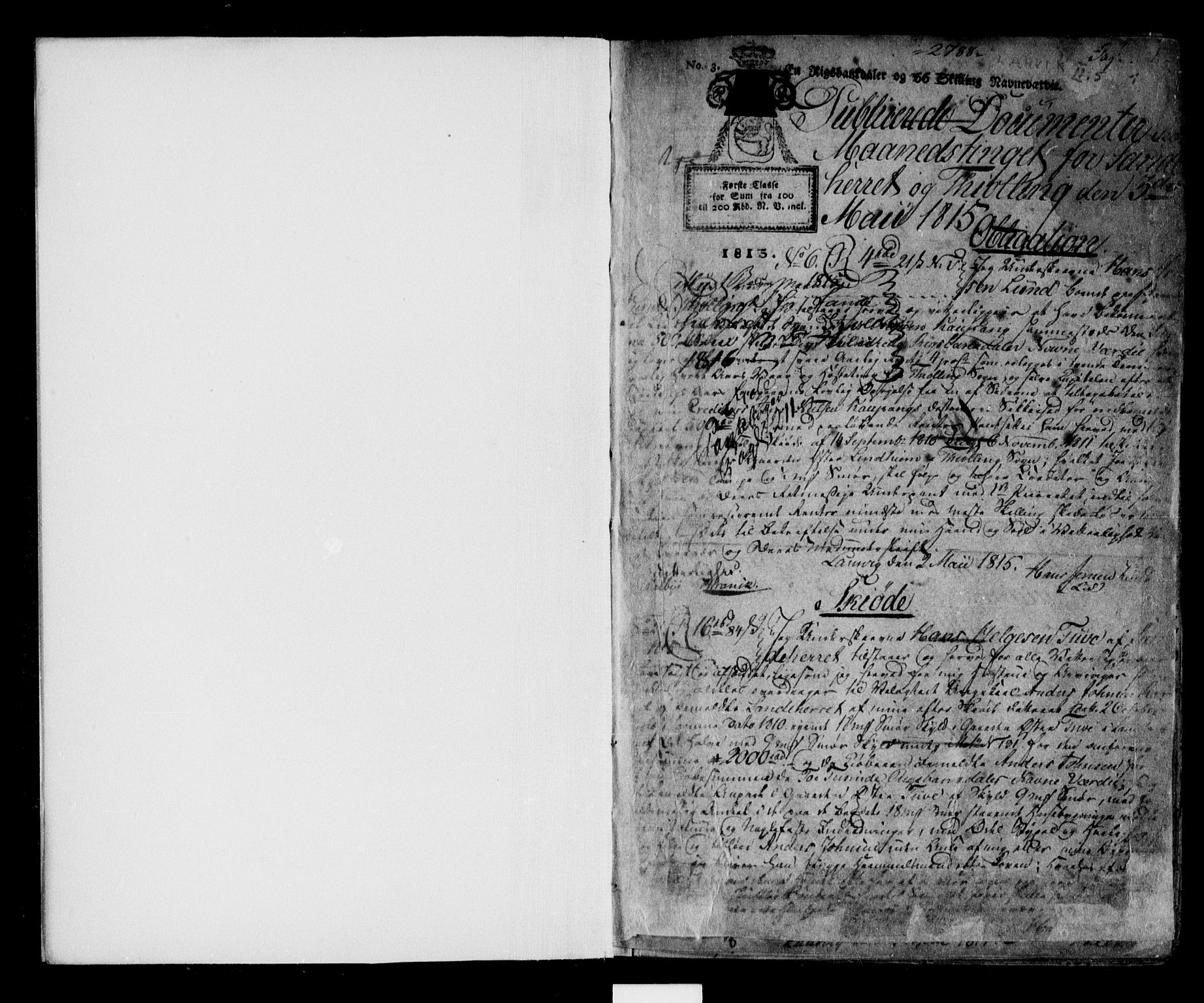 Larvik sorenskriveri, SAKO/A-83/G/Ga/Gab/L0005: Pantebok nr. II 5, 1815-1822, s. 0-1