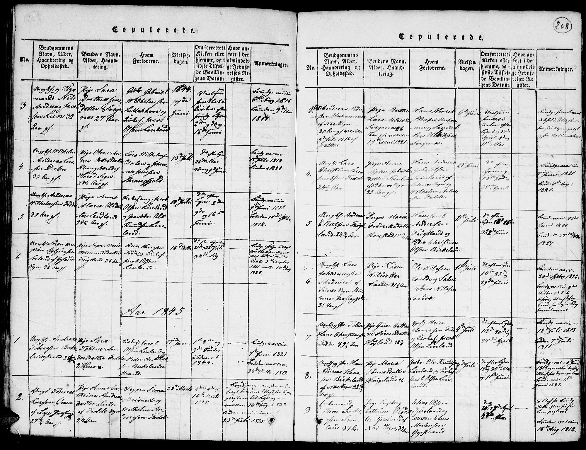 Kvinesdal sokneprestkontor, SAK/1111-0026/F/Fa/Faa/L0001: Ministerialbok nr. A 1, 1815-1849, s. 208