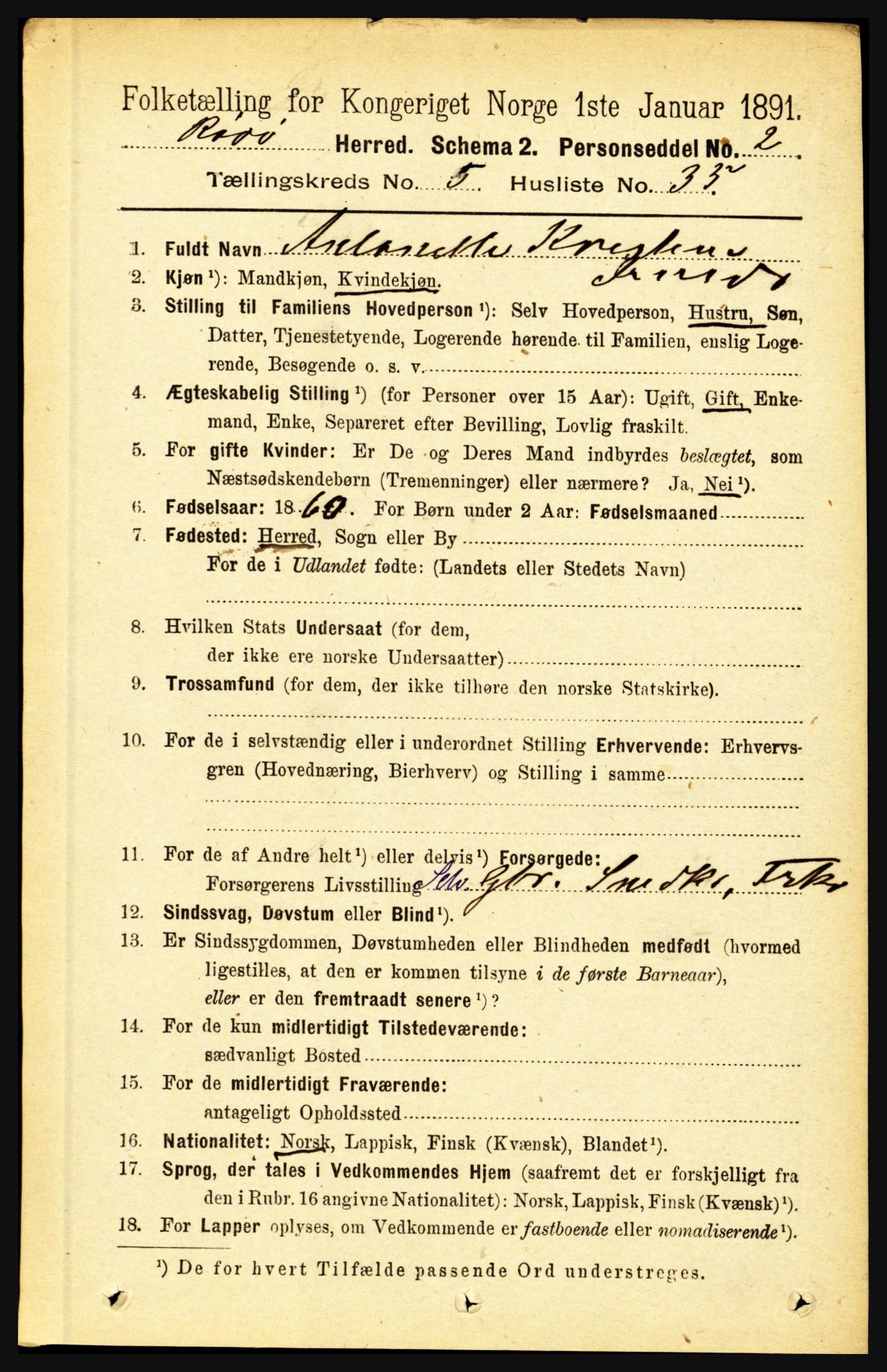 RA, Folketelling 1891 for 1836 Rødøy herred, 1891, s. 2694
