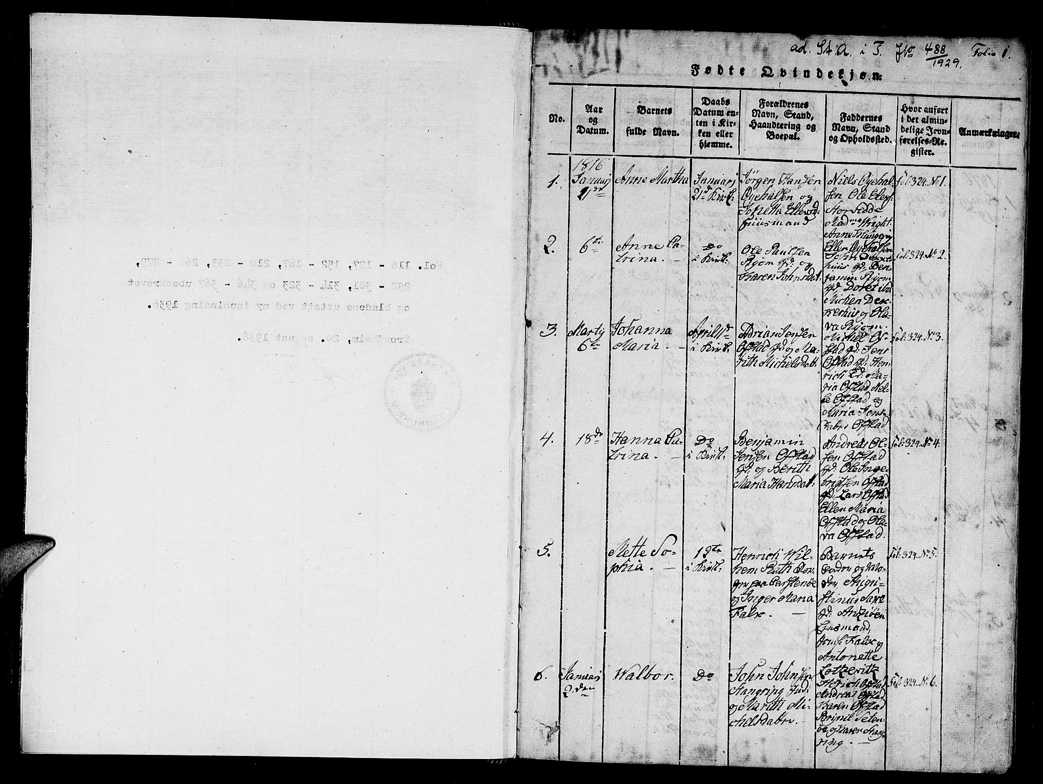 Ministerialprotokoller, klokkerbøker og fødselsregistre - Nord-Trøndelag, SAT/A-1458/784/L0667: Ministerialbok nr. 784A03 /1, 1816-1829, s. 1